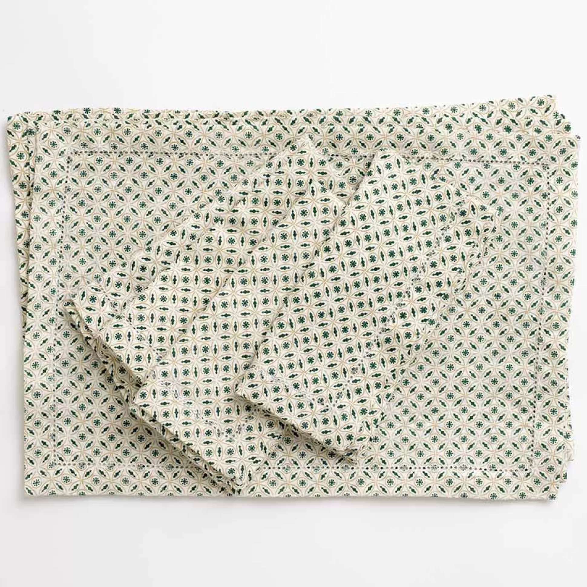 Pomegranate Inc. Hand Block Printed*India Hicks Home Hunter Green Tea Time Placemat | Set Of 4