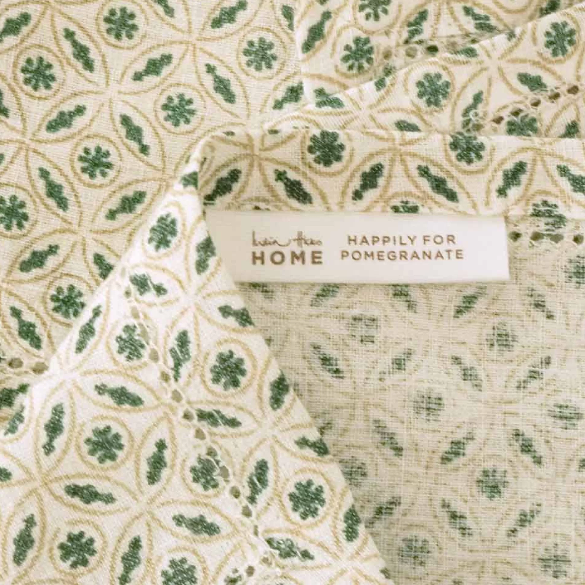 Pomegranate Inc. Hand Block Printed*India Hicks Home Hunter Green Tea Time Placemat | Set Of 4