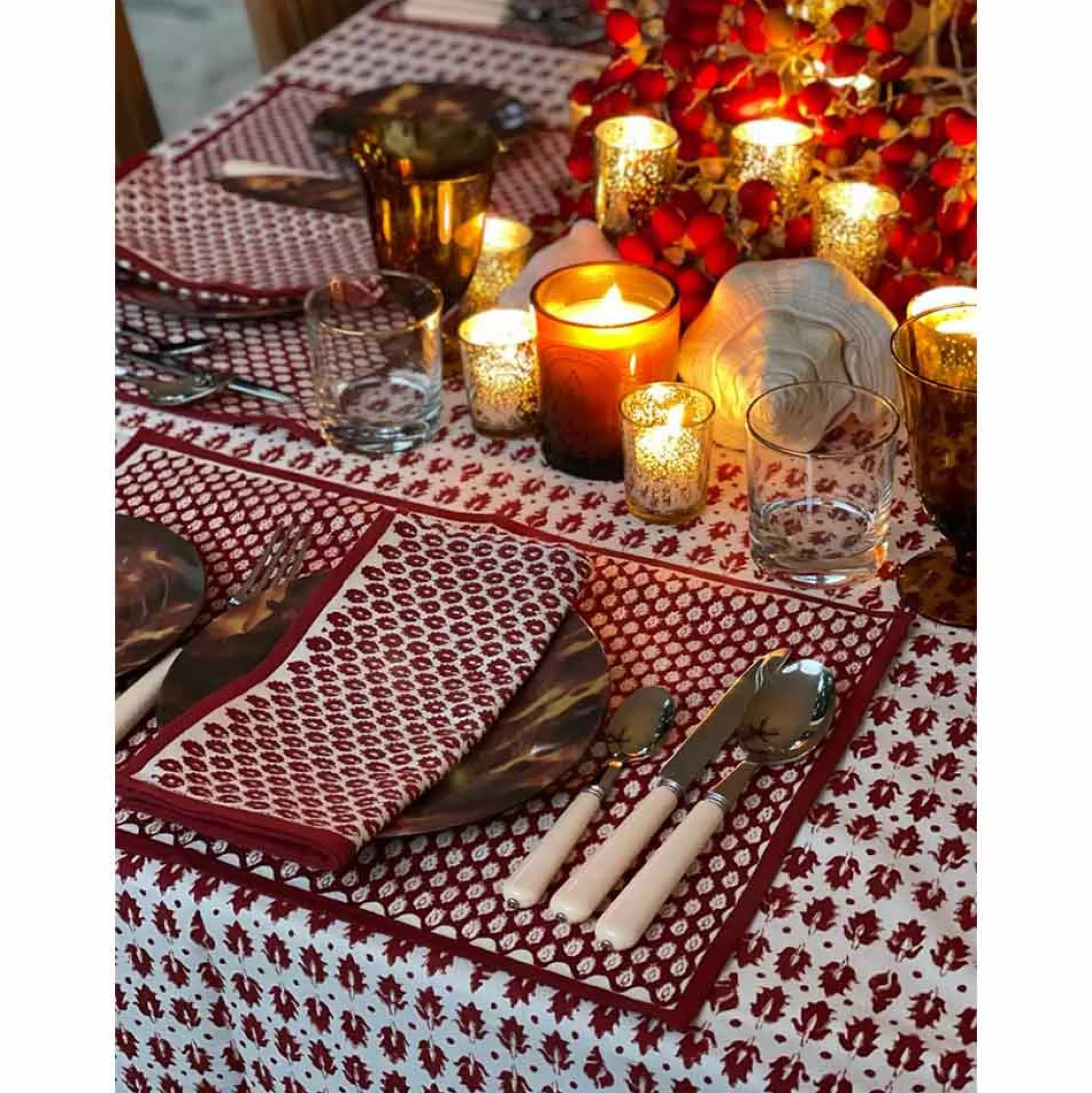 Pomegranate Inc. Hand Block Printed*India Hicks Home Pageant Reversed Placemat | Set Of 4