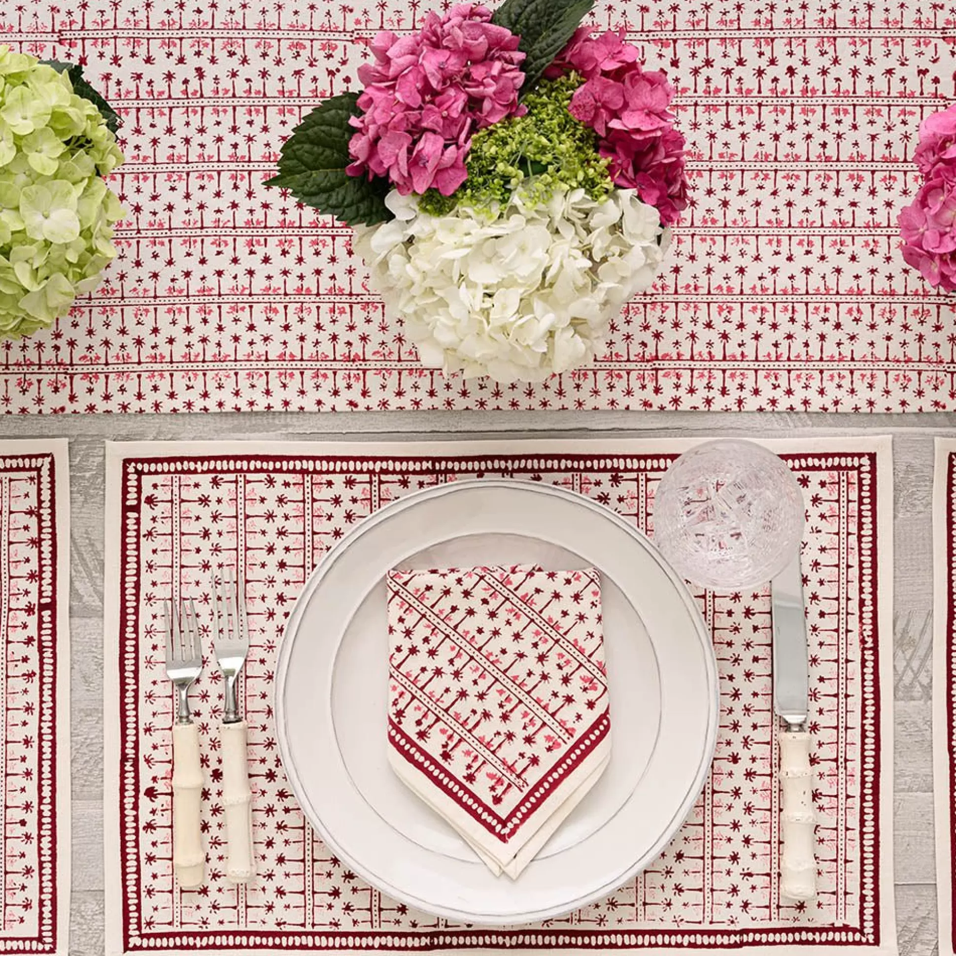 Pomegranate Inc. Hand Block Printed*India Hicks Home Palm Avenue Blush Placemat | Set Of 4