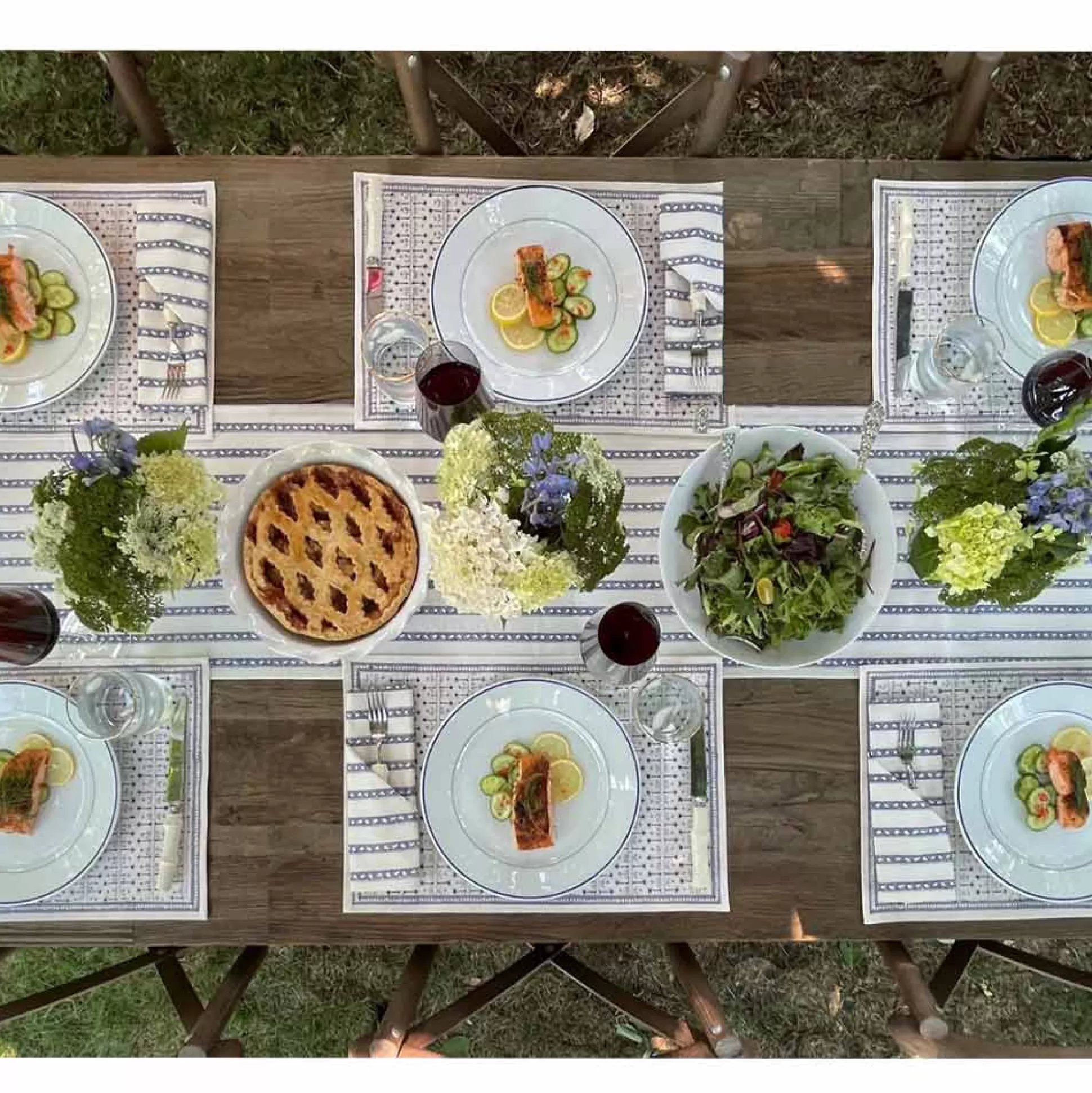 Pomegranate Inc. Hand Block Printed*India Hicks Home Sea Ferns & Domino Midnight Placemat | Set Of 4