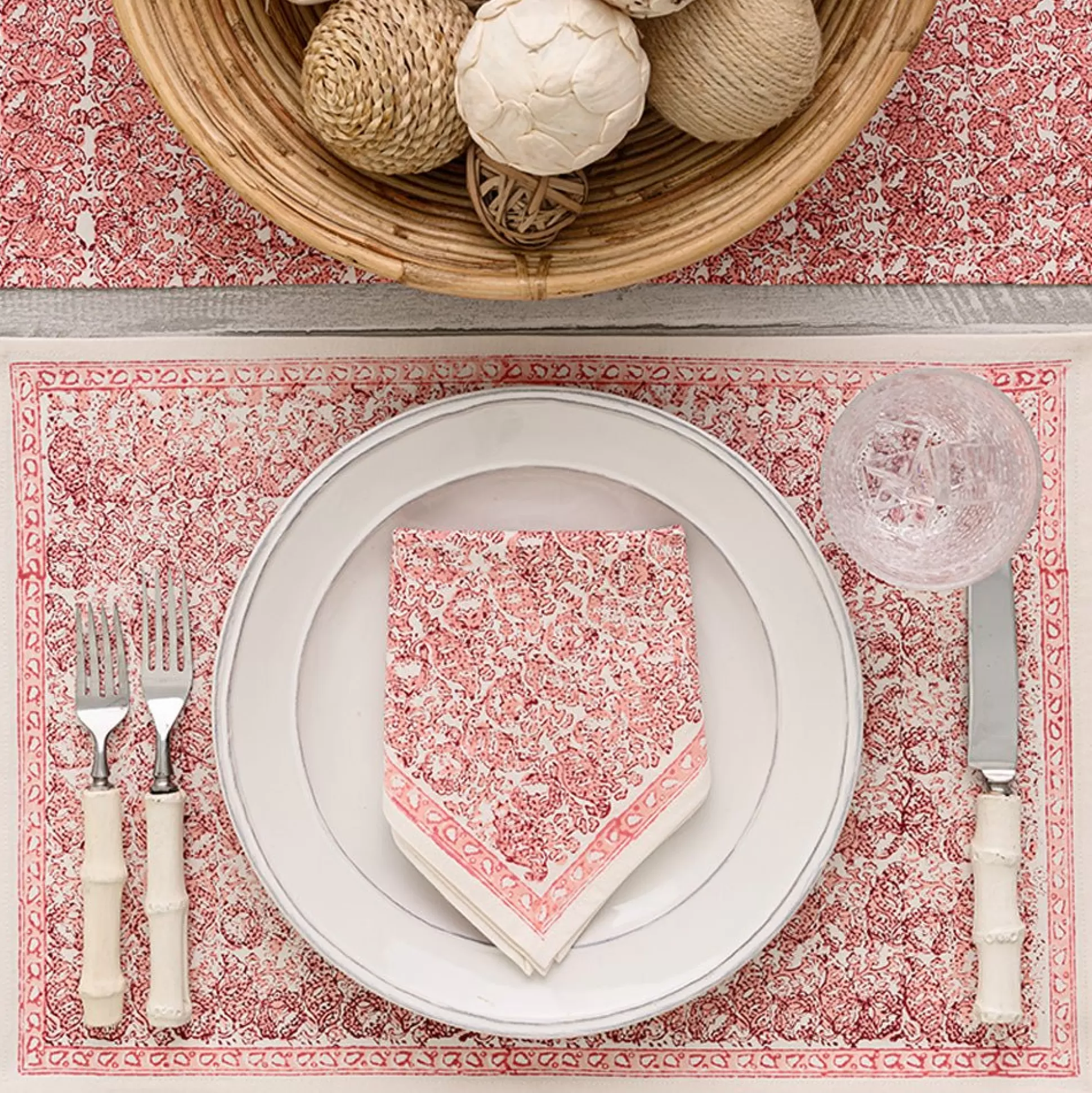 Pomegranate Inc. Hand Block Printed*India Hicks Home Seashell Blush Placemat | Set Of 4