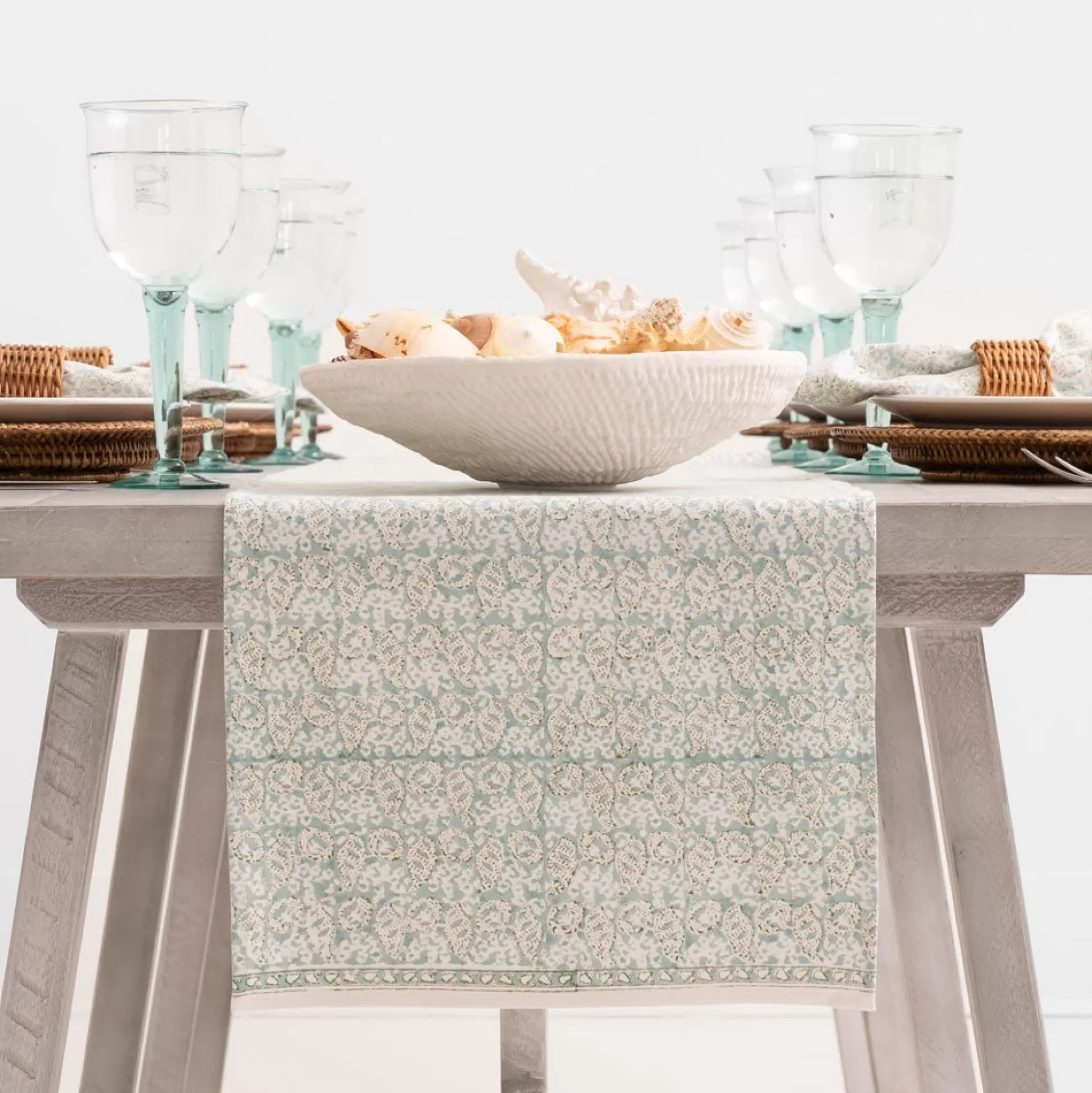 Pomegranate Inc. Table Runners*India Hicks Home Seashell Seafoam Table Runner