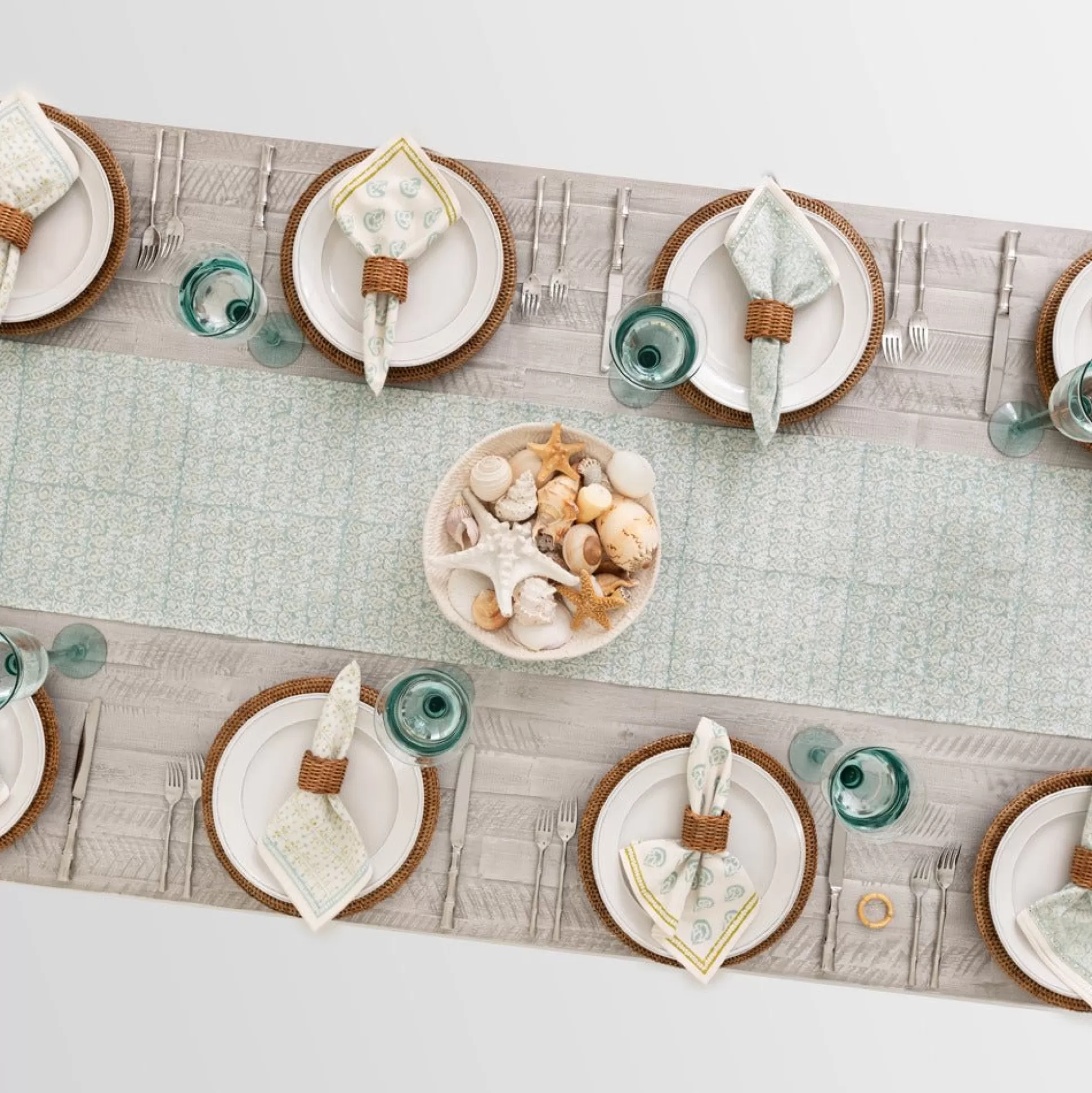 Pomegranate Inc. Table Runners*India Hicks Home Seashell Seafoam Table Runner