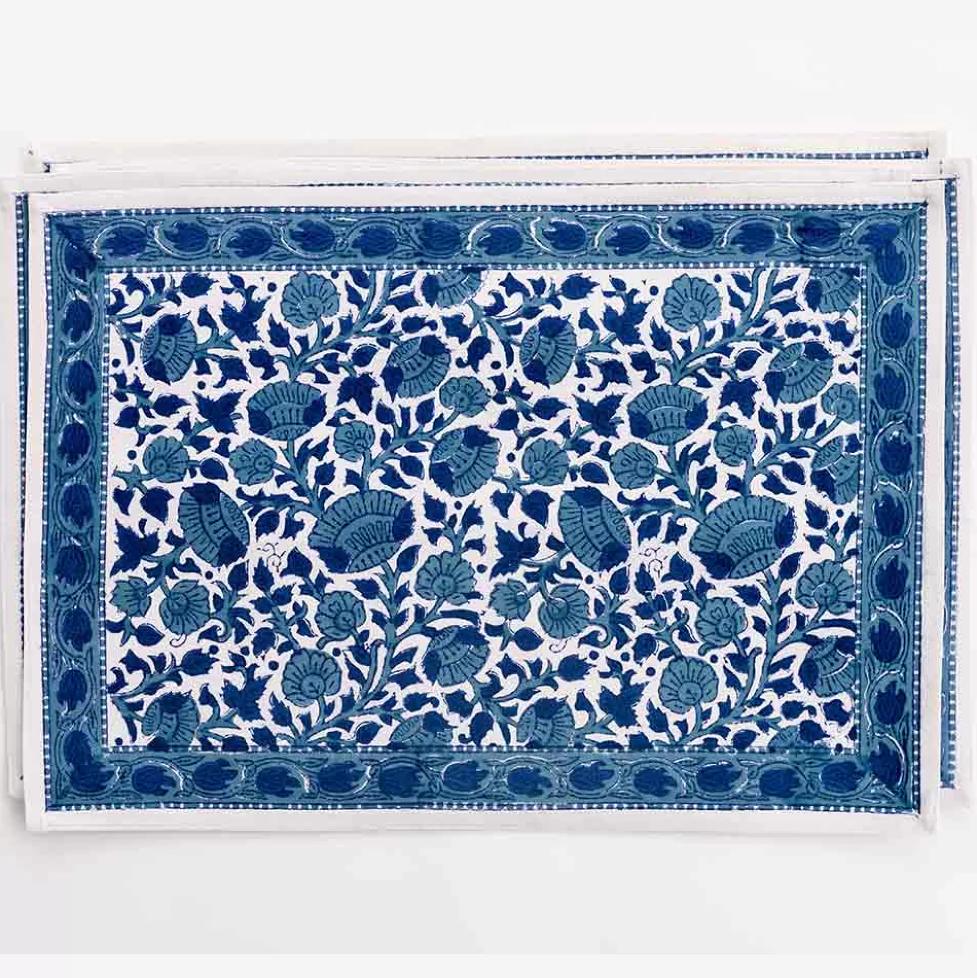 Pomegranate Inc. Hand Block Printed*Indigo Blossom Placemat | Set Of 4