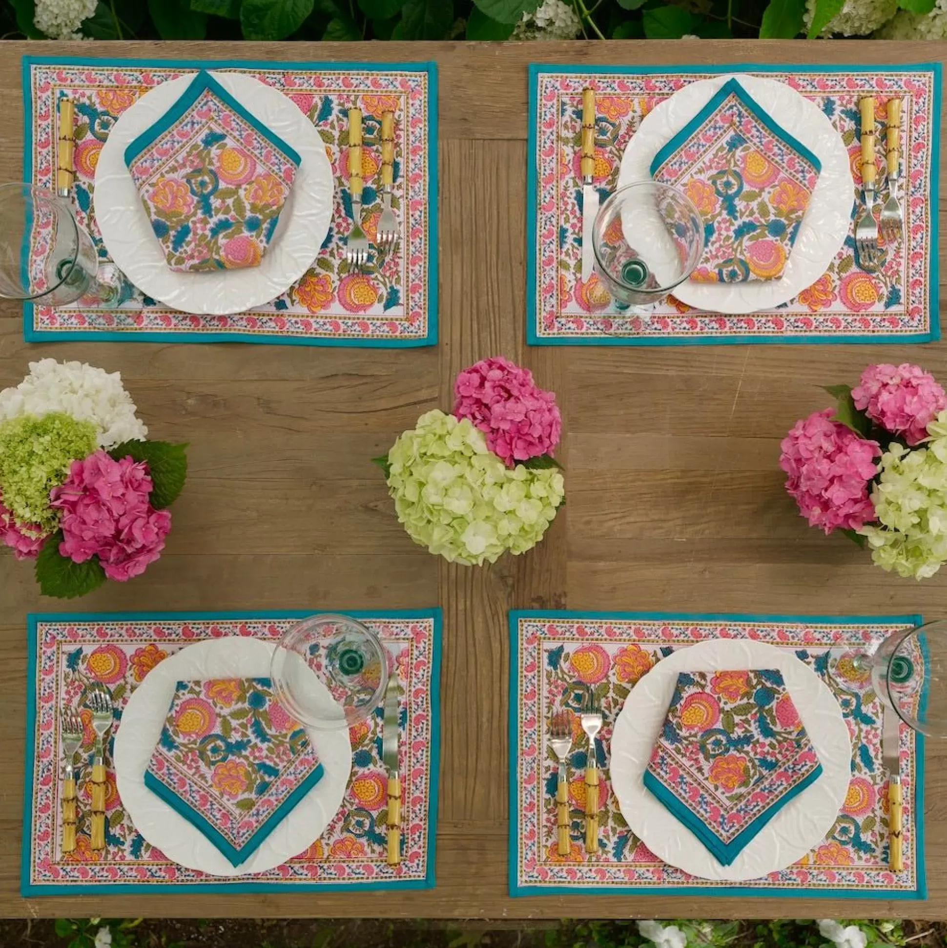 Pomegranate Inc. Hand Block Printed*Jewel Blossom Placemat | Set Of 4