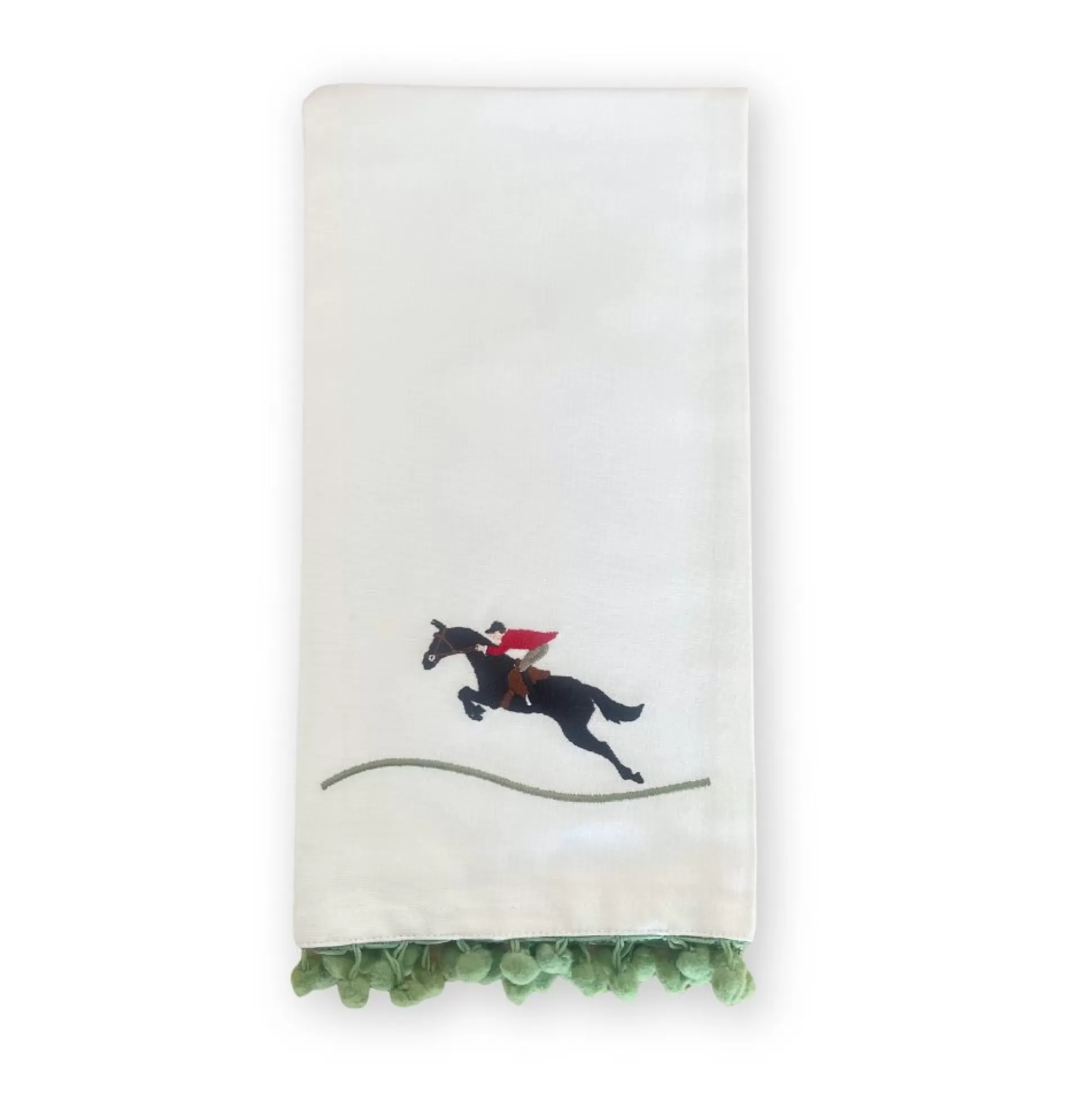 Pomegranate Inc. Embroidered Hand Towels*Jumping Horse Tea Towel | Set Of 2