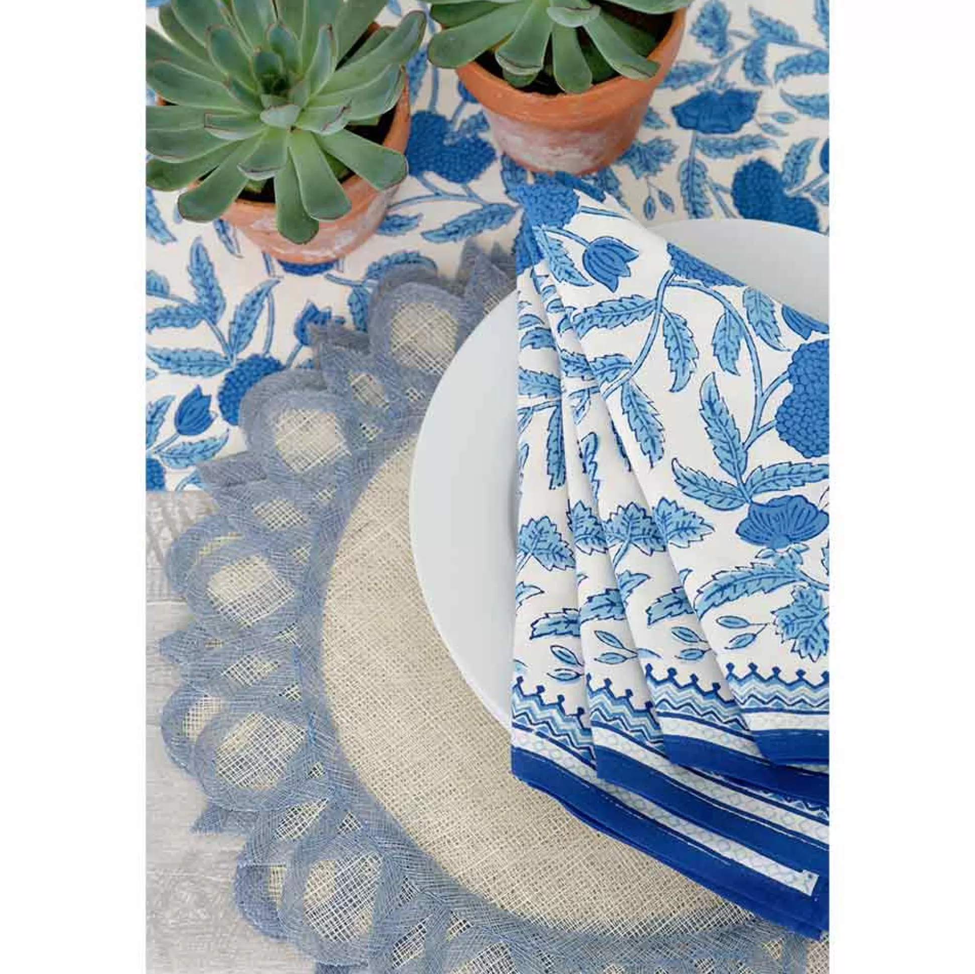 Pomegranate Inc. Natural Fiber Placemats*Light Blue Starburst Placemat | Set Of 4