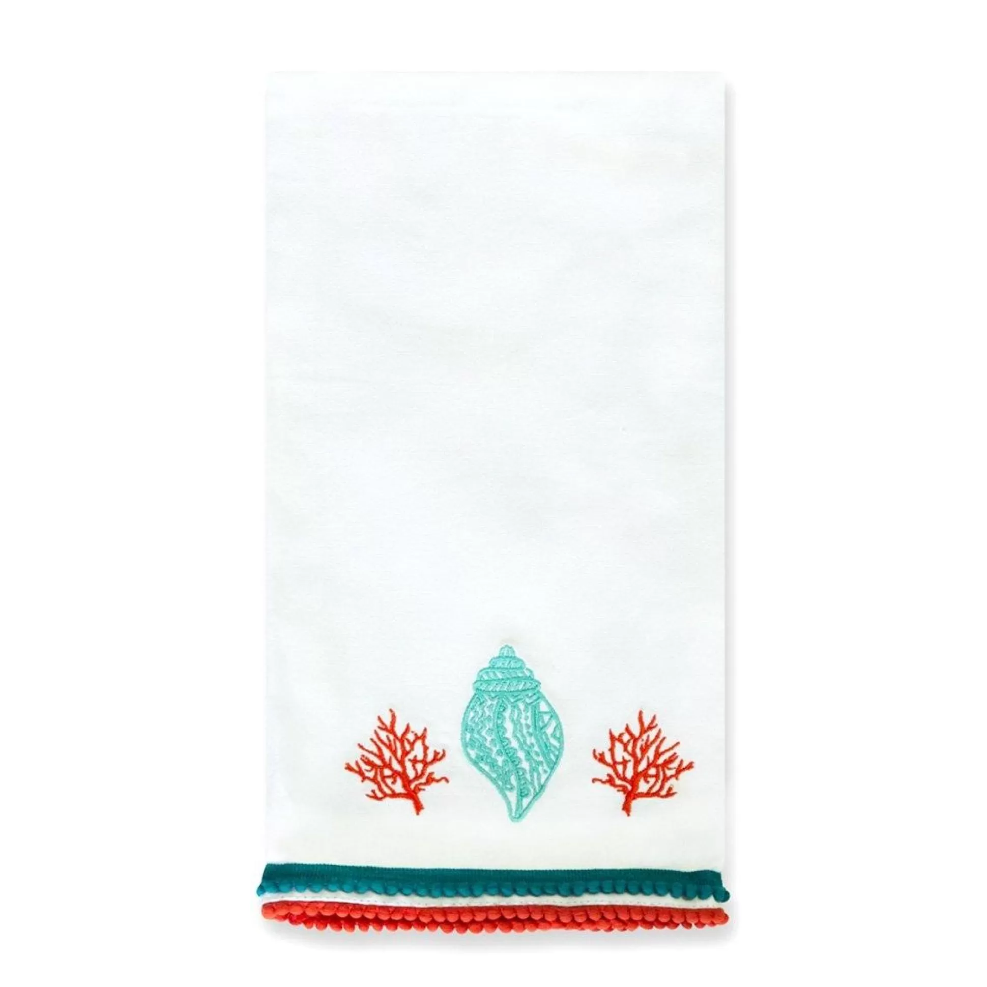 Pomegranate Inc. Embroidered Hand Towels*Lyford Shell Tea Towel (Set Of 2)