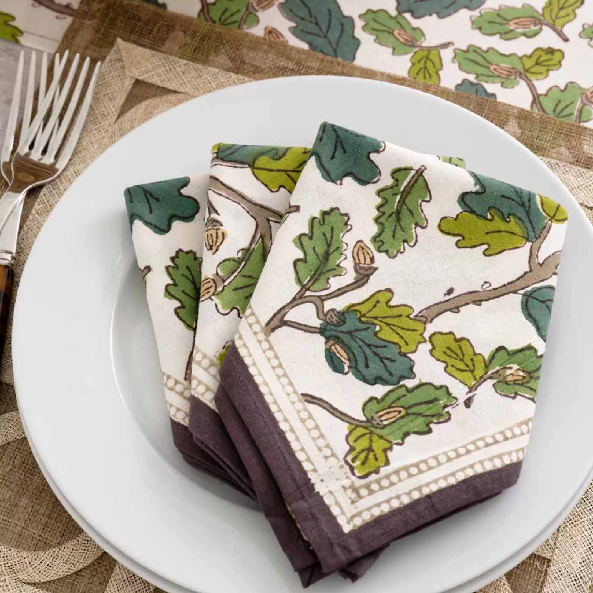 Pomegranate Inc. Napkins*Maple & Acorn Napkin | Set Of 4