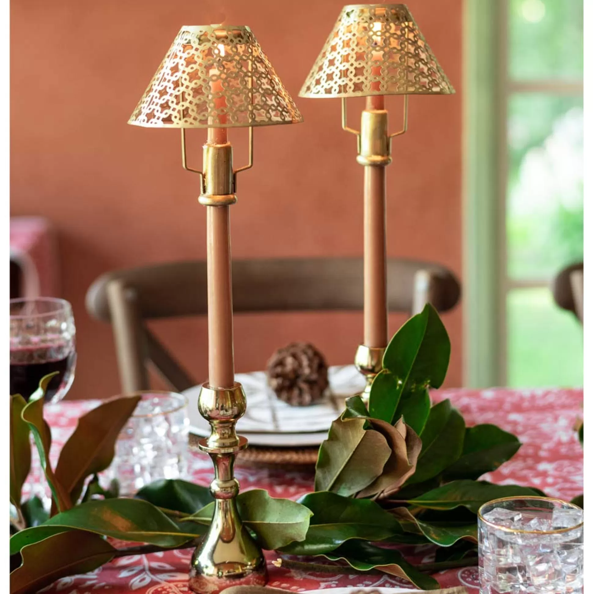 Pomegranate Inc. Candle Holders & Vases*Modern Candlestick And Cutwork Shade