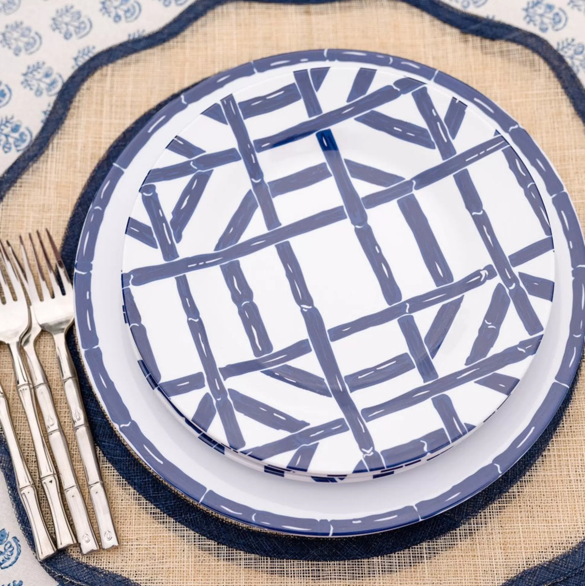 Pomegranate Inc. Melamine*Navy Bamboo Melamine Luncheon Plate | Set Of 6