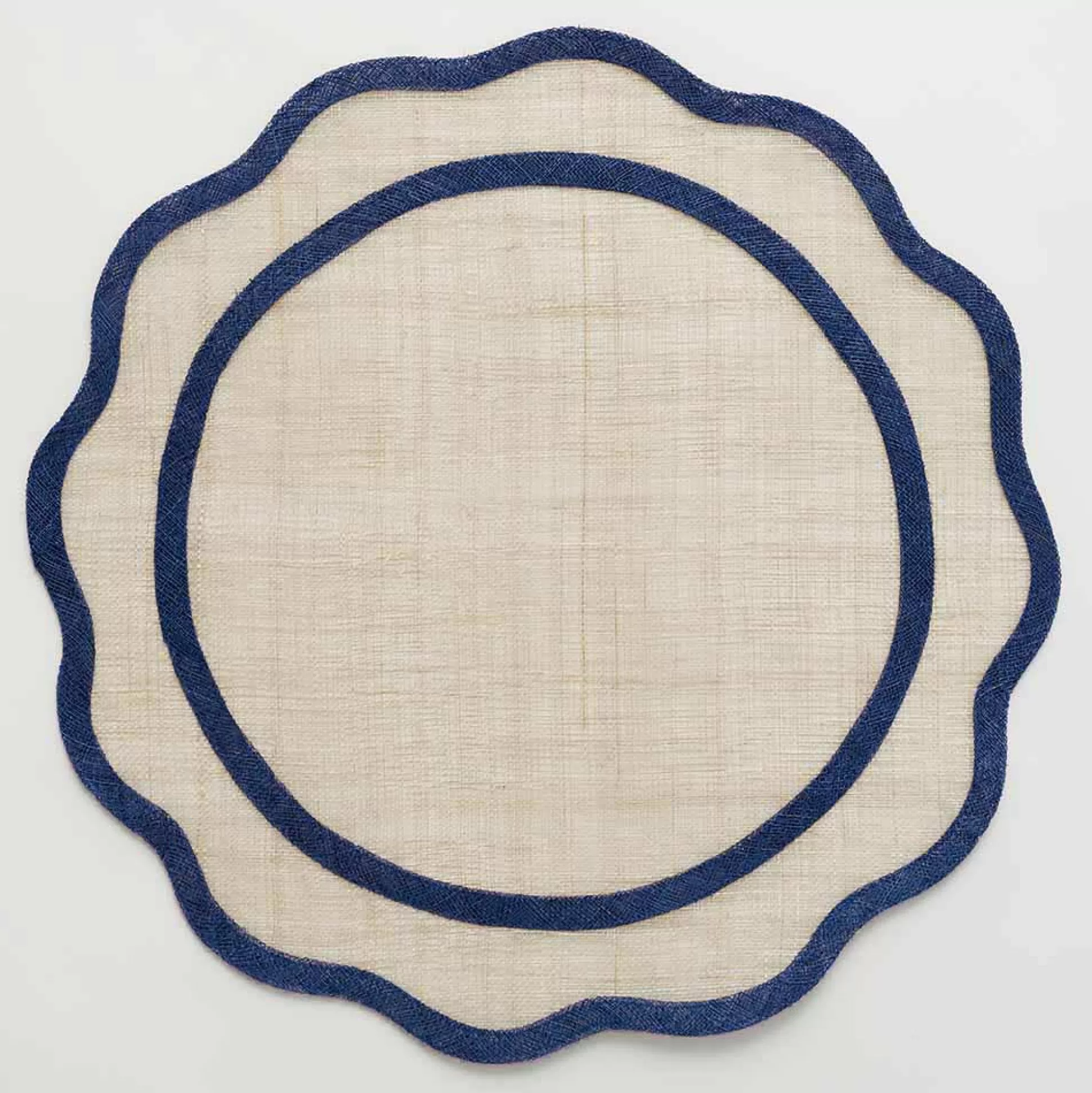 Pomegranate Inc. Natural Fiber Placemats*Navy Blue Scalloped Rice Paper Placemat | Set Of 4