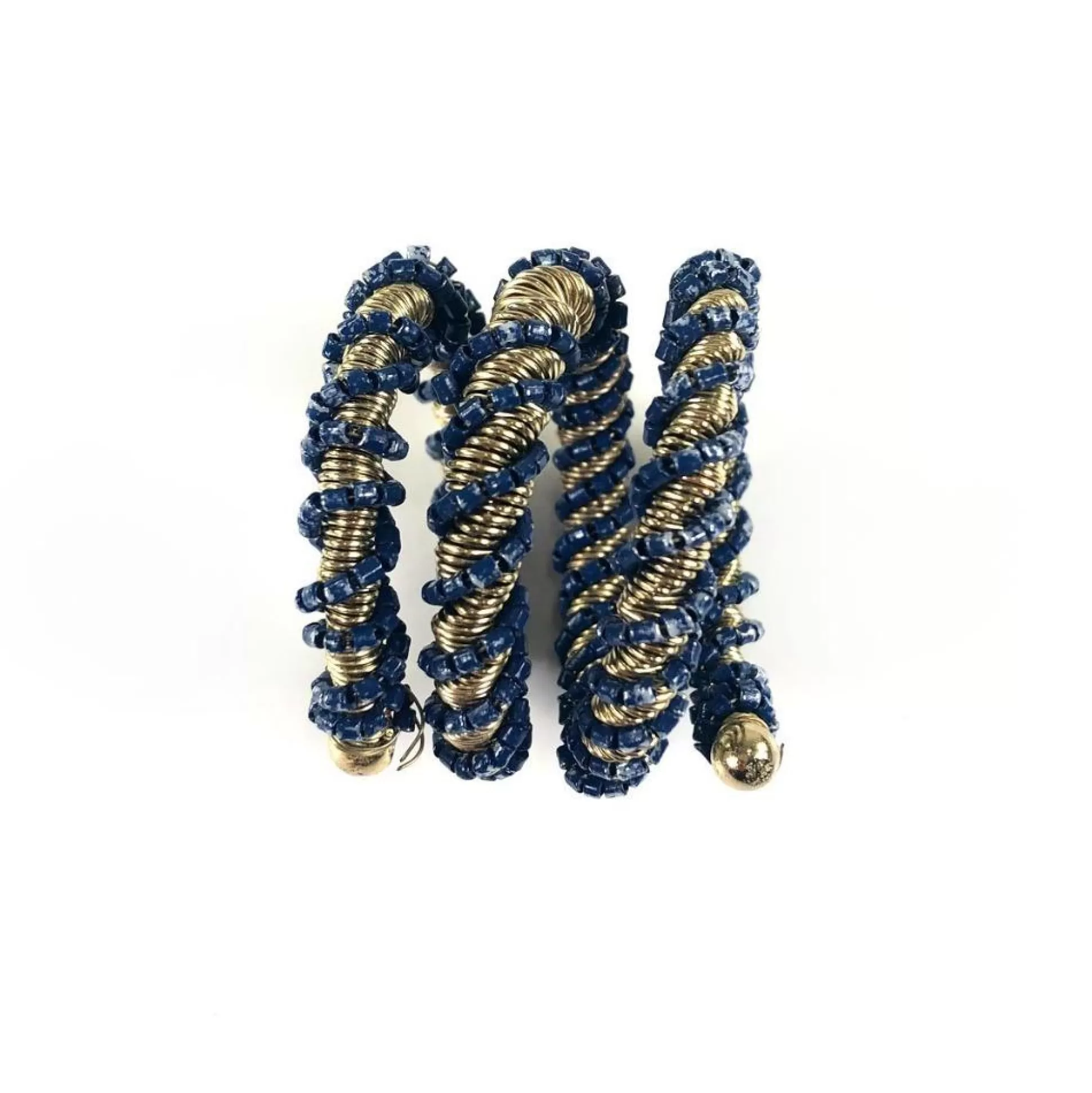 Pomegranate Inc. Napkin Rings*Navy Wrapped Beaded Napkin Ring | Set Of 4