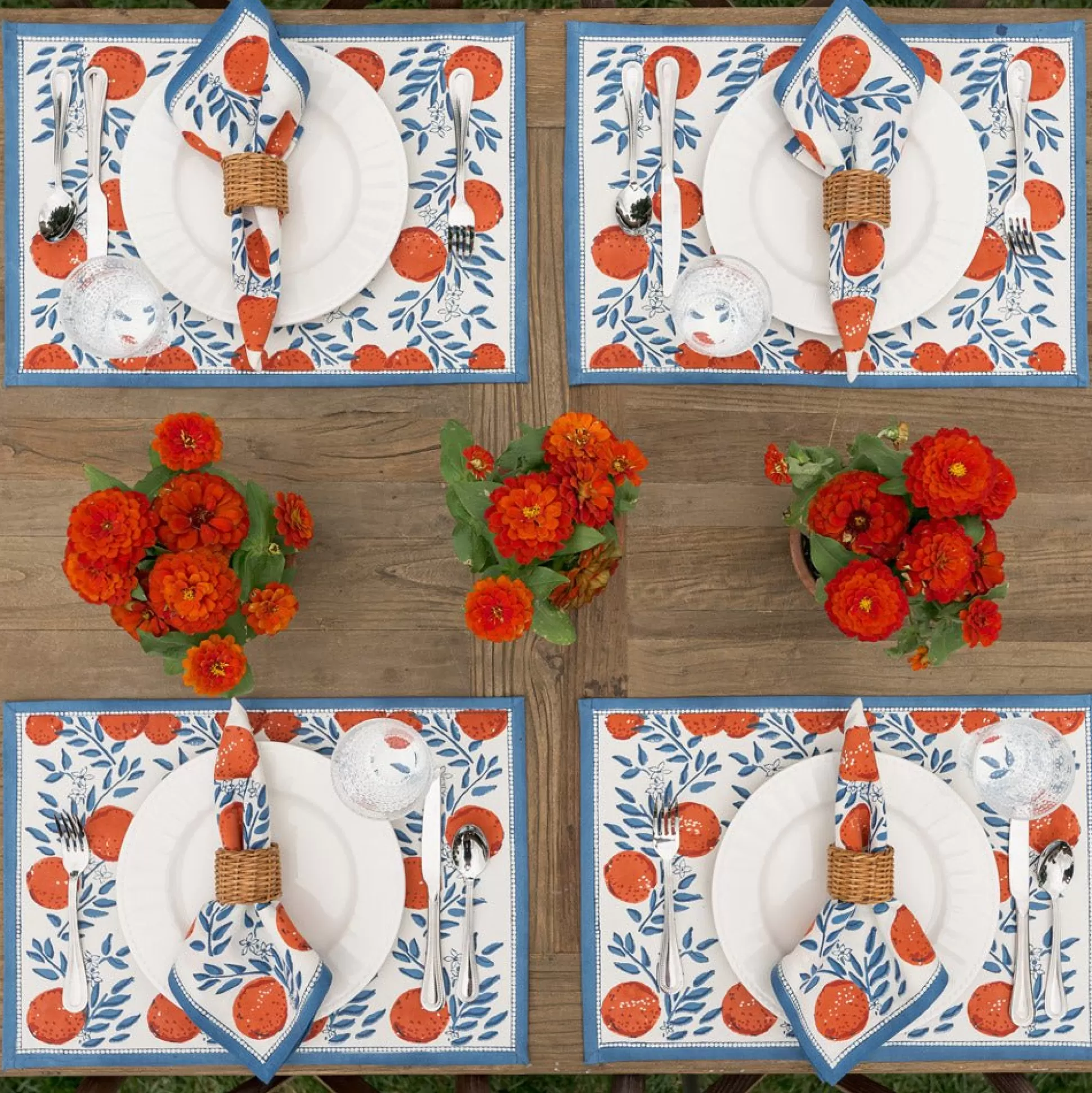 Pomegranate Inc. Hand Block Printed*Orange Grove Placemat | Set Of 4