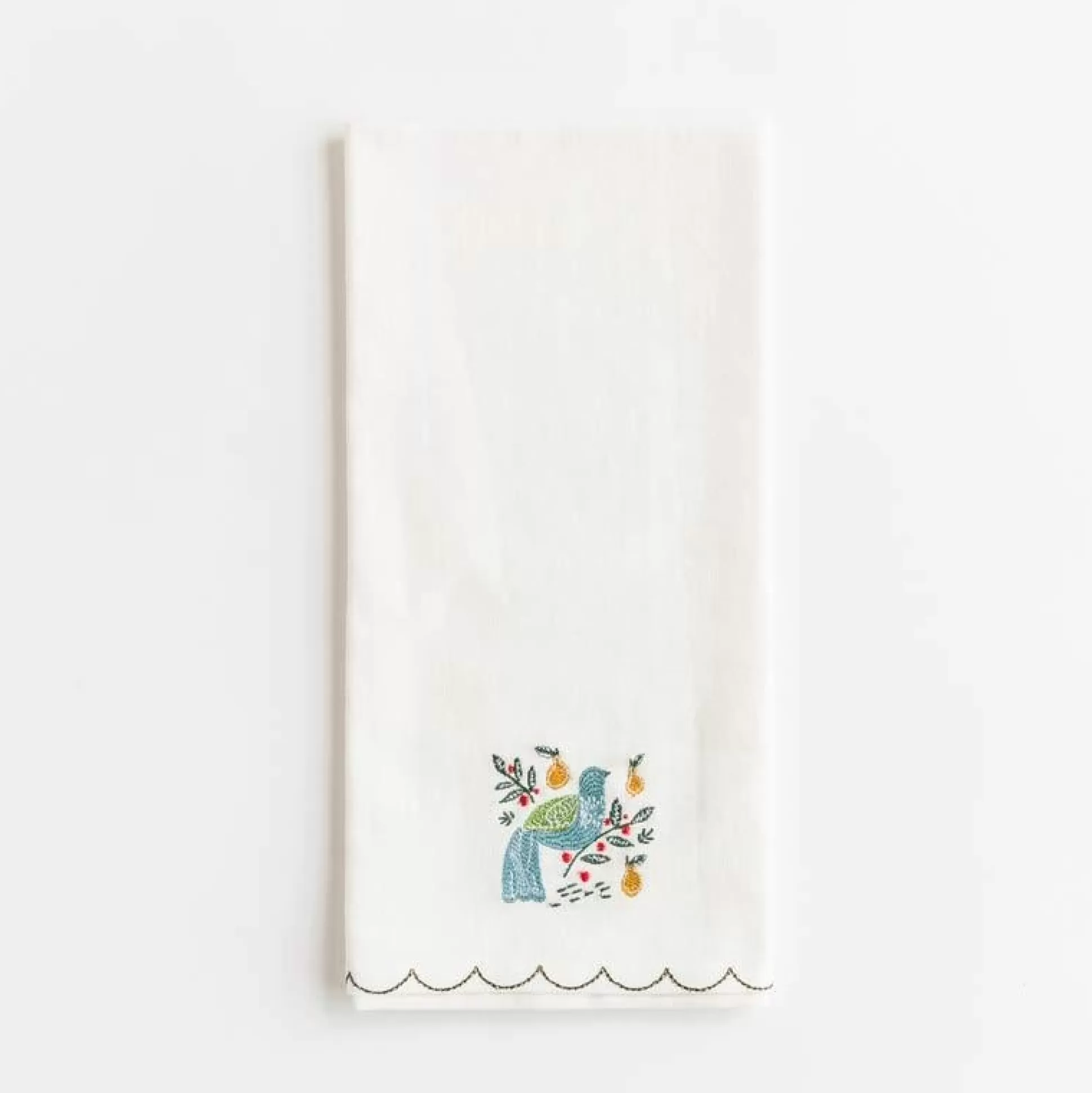 Pomegranate Inc. Embroidered Hand Towels*Partridge Tea Towel (Set Of 2)