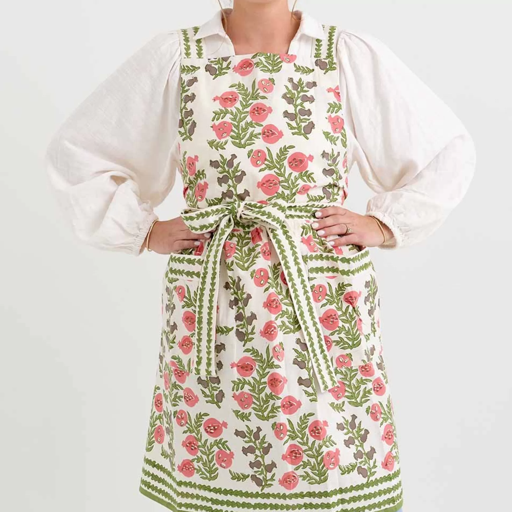 Pomegranate Inc. Aprons*Pom Bells Fern & Poppy Apron