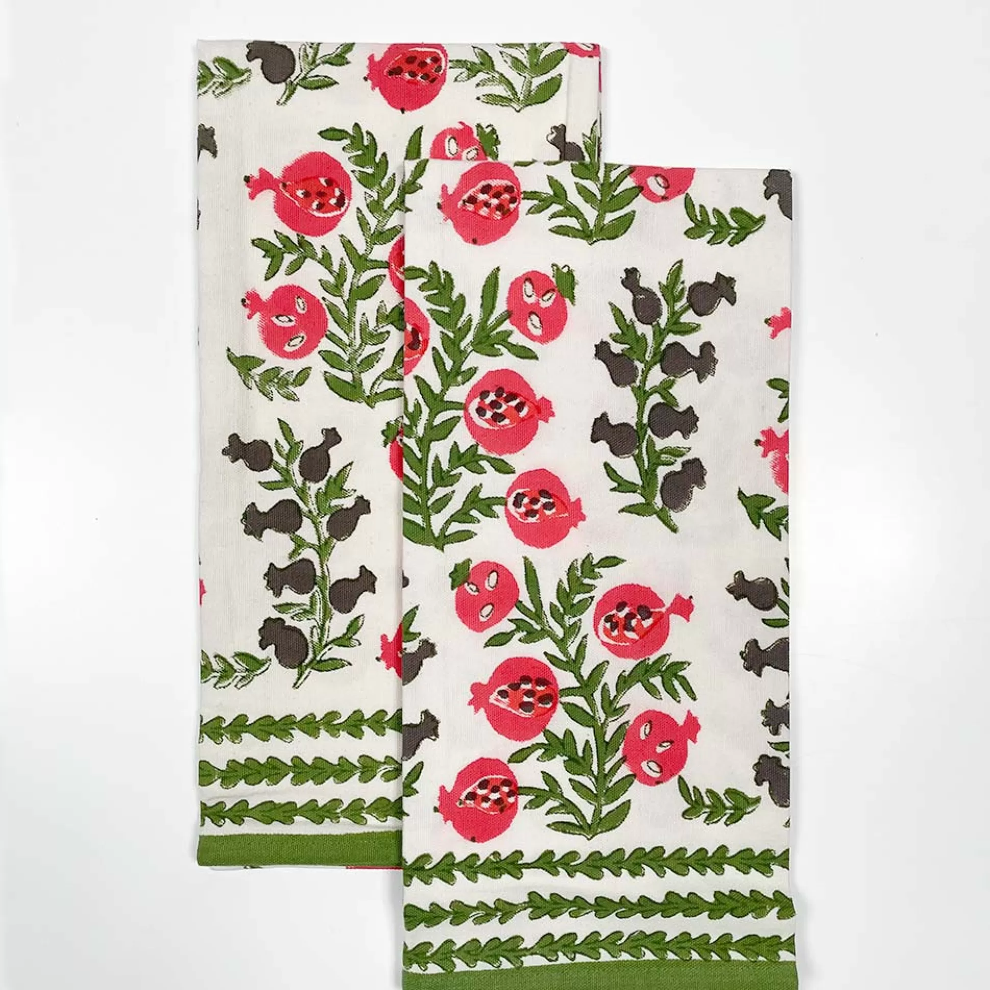 Pomegranate Inc. Tea Towels*Pom Bells Fern & Poppy Tea Towels