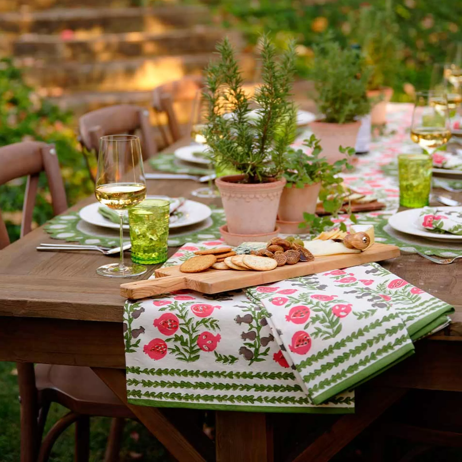 Pomegranate Inc. Tea Towels*Pom Bells Fern & Poppy Tea Towels