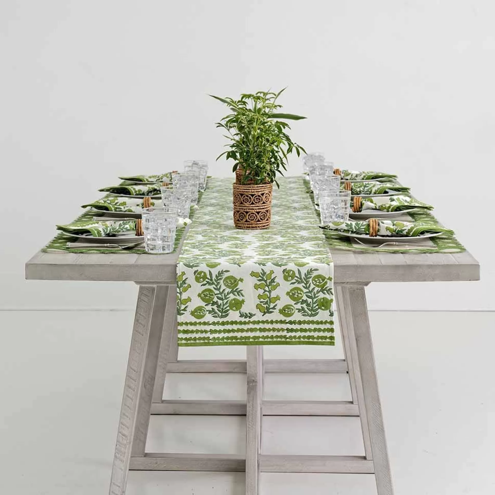 Pomegranate Inc. Table Runners*Pom Bells Green Table Runner