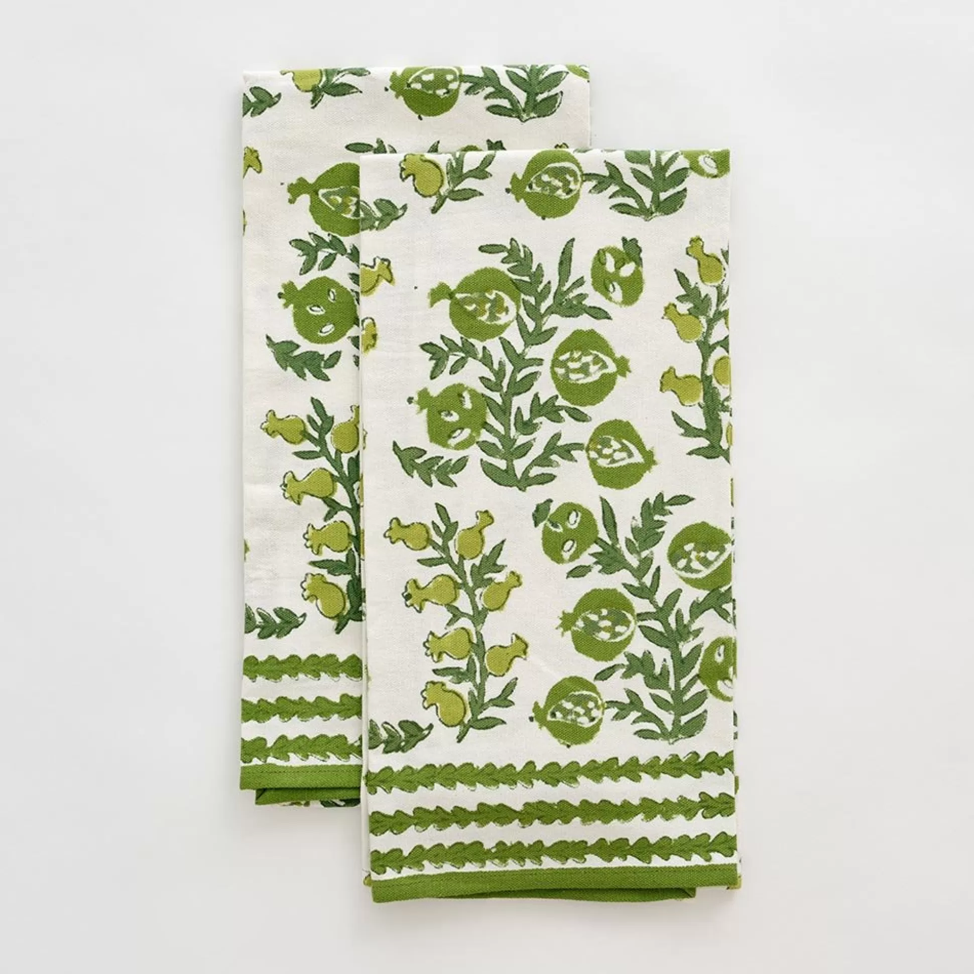 Pomegranate Inc. Tea Towels*Pom Bells Green Tea Towels