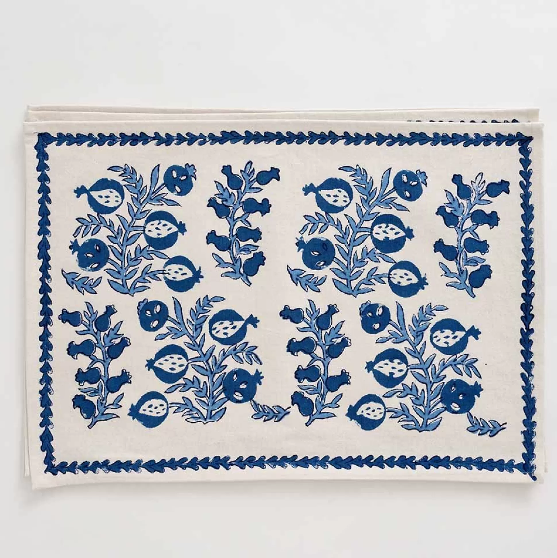 Pomegranate Inc. Hand Block Printed*Pom Bells Wedgewood Placemat | Set Of 4