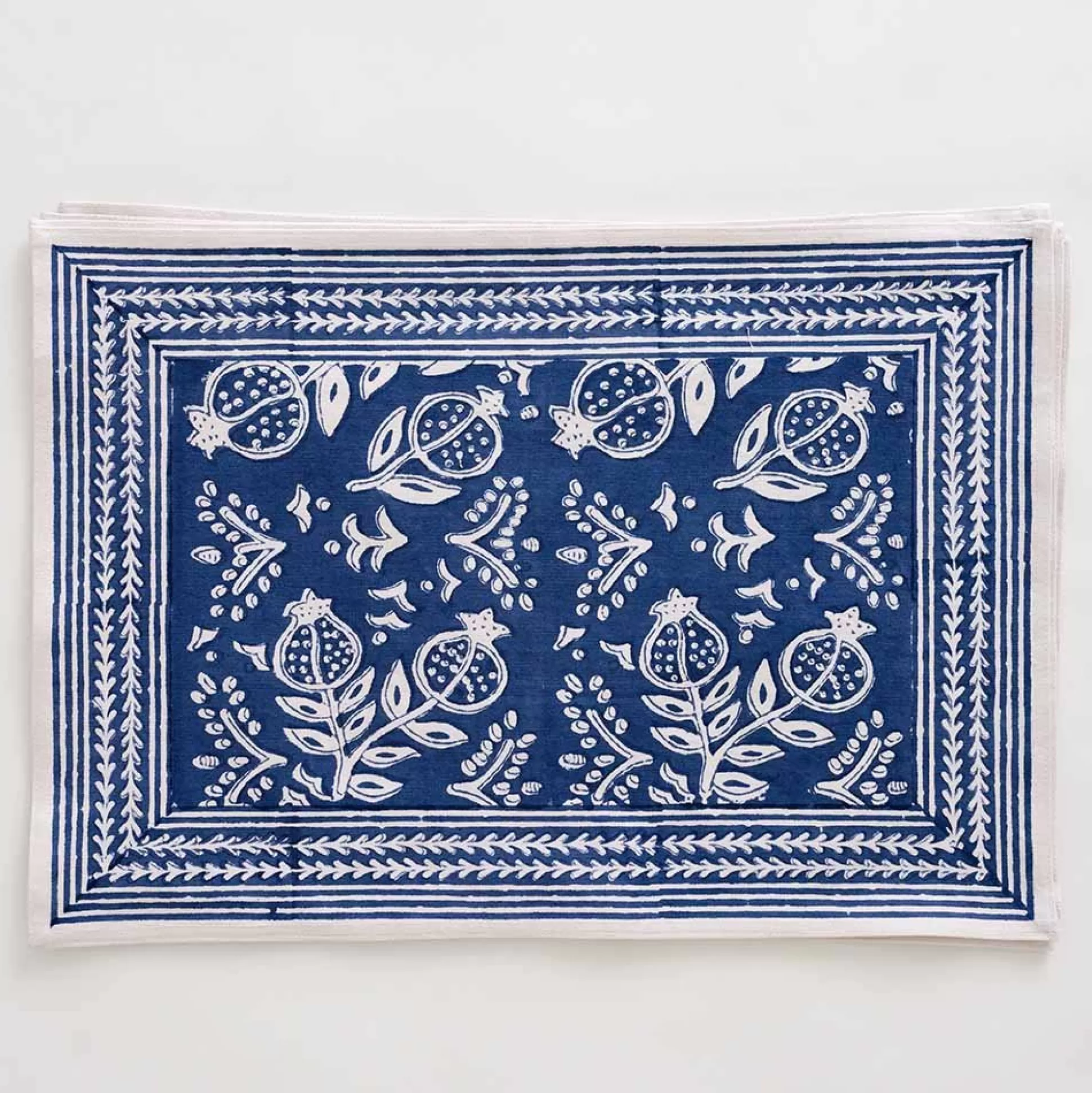 Pomegranate Inc. Hand Block Printed*Pomegranate Blue Placemat | Set Of 4