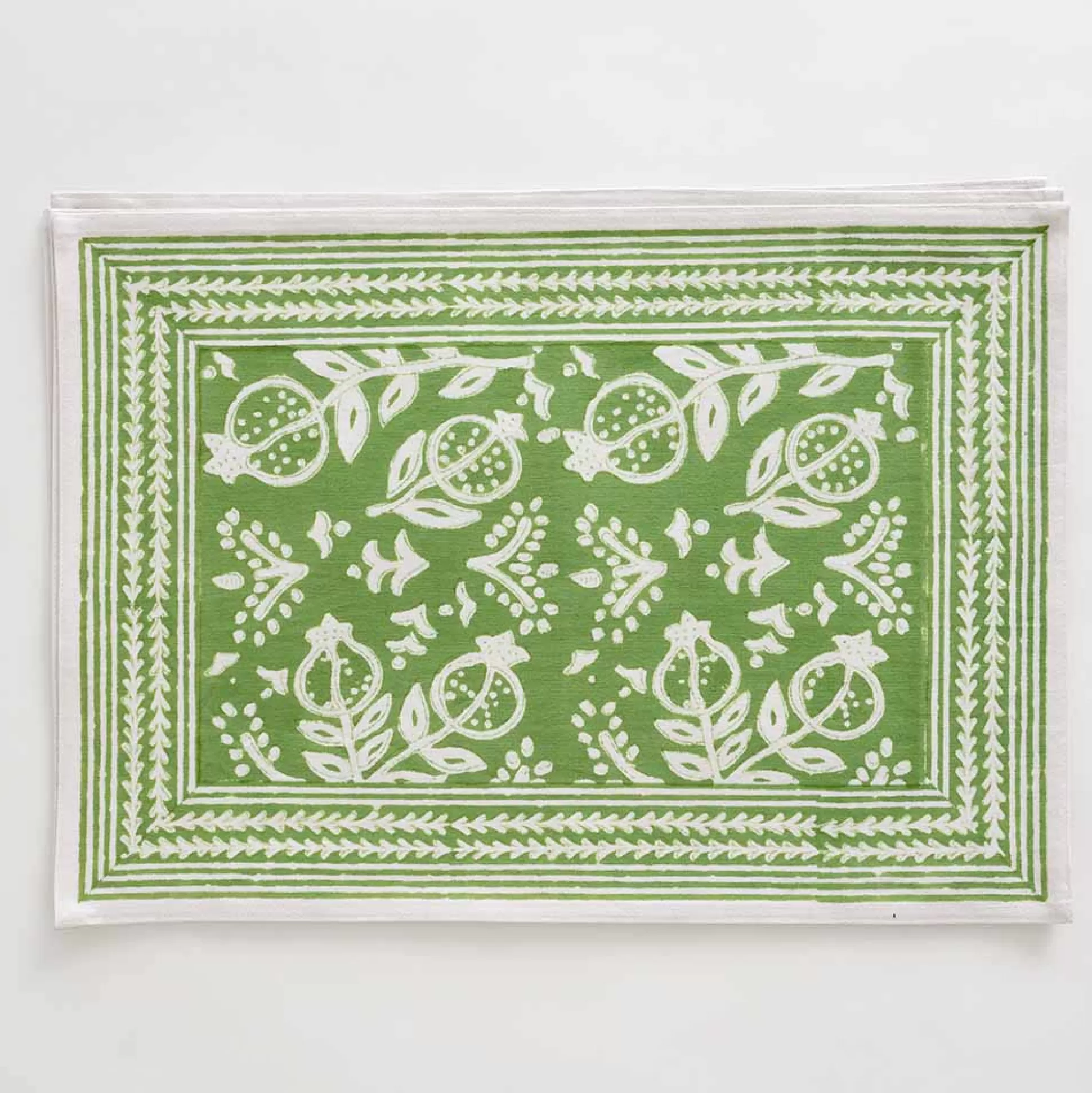 Pomegranate Inc. Hand Block Printed*Pomegranate Green Placemat | Set Of 4