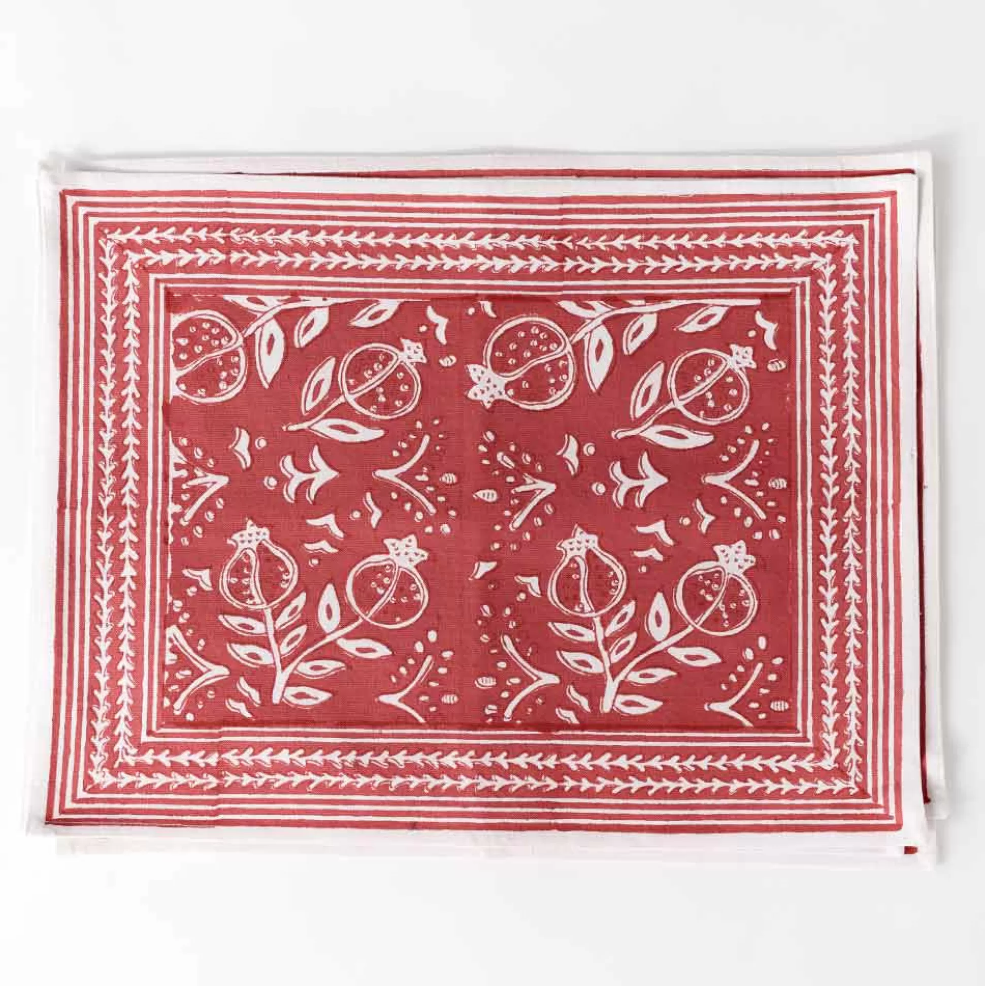 Pomegranate Inc. Hand Block Printed*Pomegranate Poppy Placemat | Set Of 4