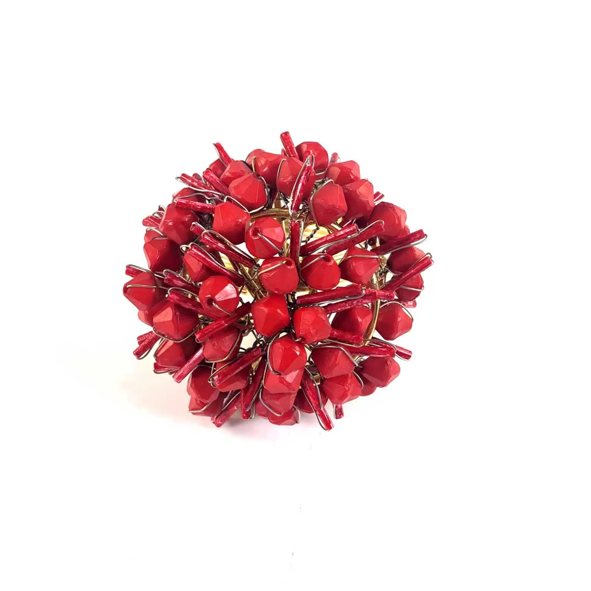 Pomegranate Inc. Napkin Rings*Red Cluster Beaded Napkin Ring | Set Of 4