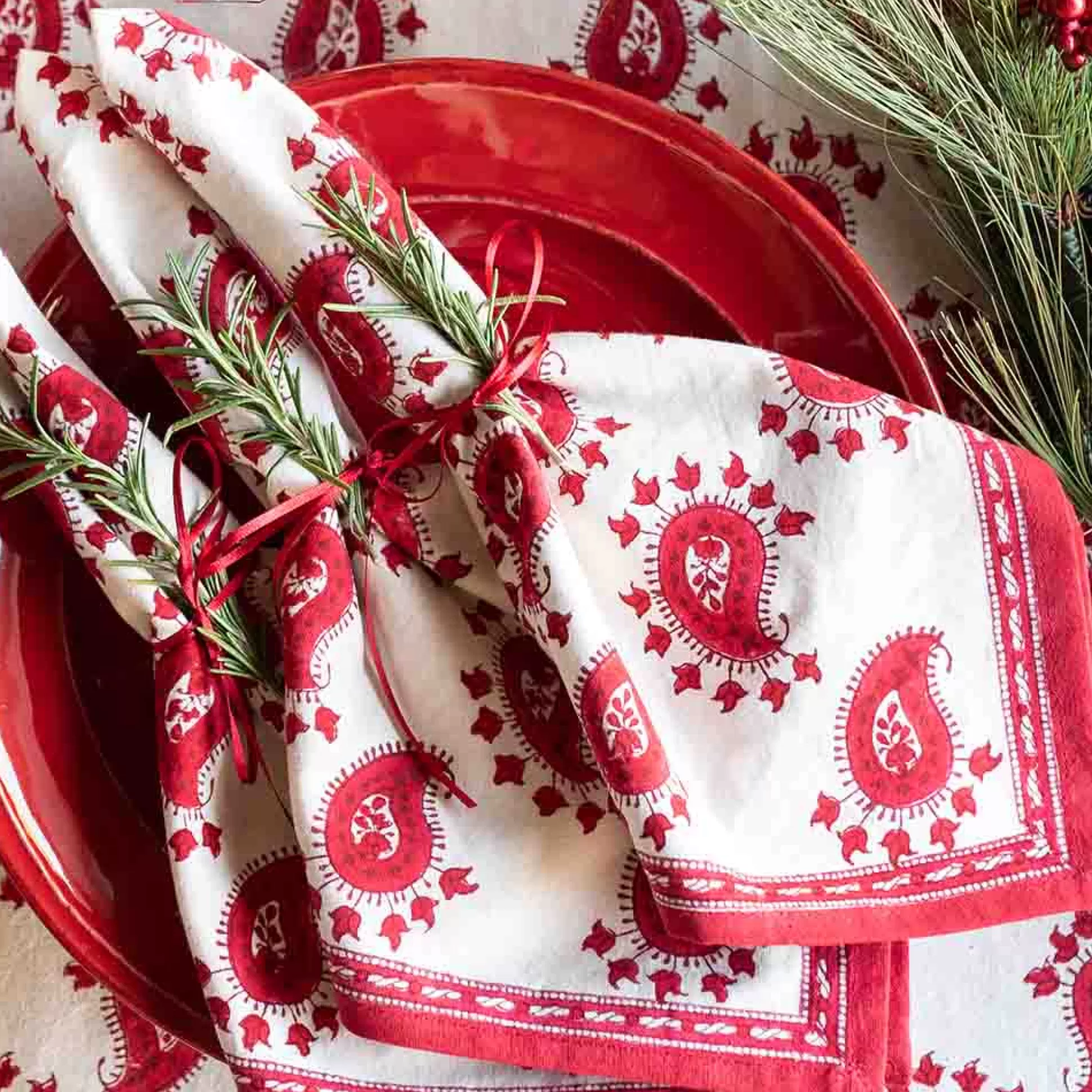 Pomegranate Inc. Napkins*Red Paisley Napkins | Set Of 4