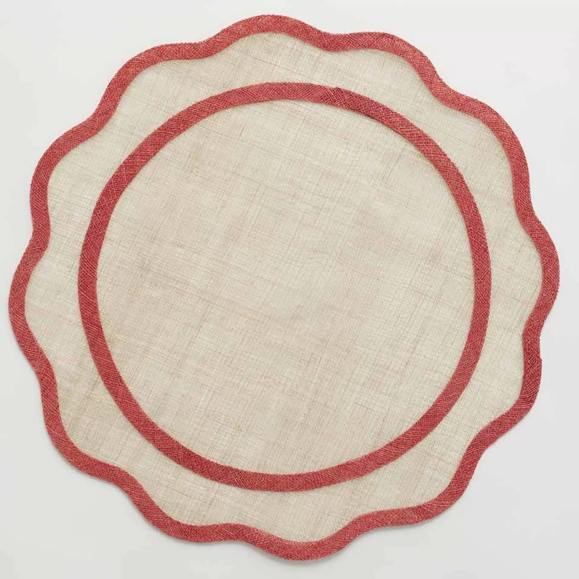 Pomegranate Inc. Natural Fiber Placemats*Red Scalloped Rice Paper Placemat | Set Of 4