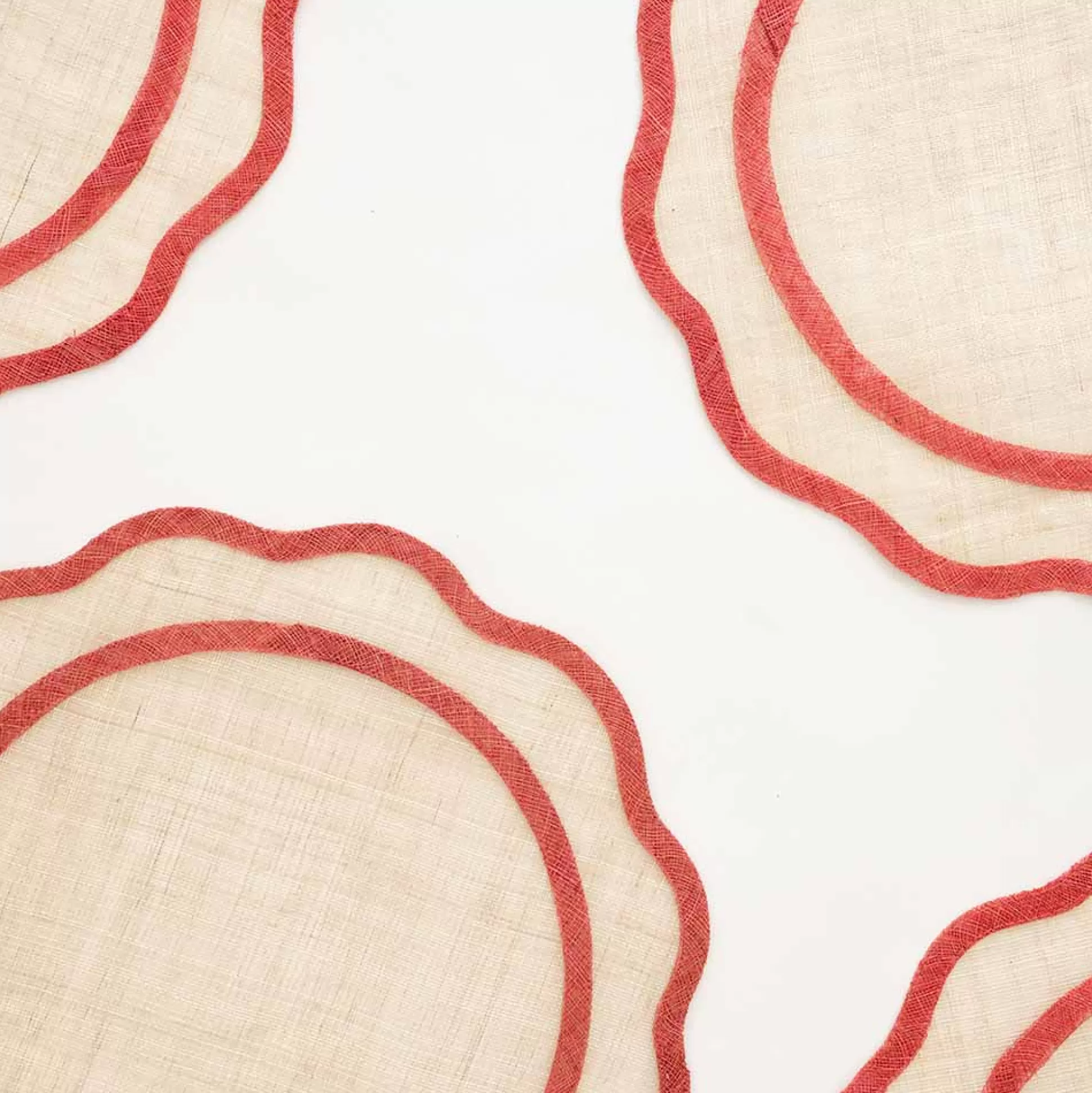 Pomegranate Inc. Natural Fiber Placemats*Red Scalloped Rice Paper Placemat | Set Of 4