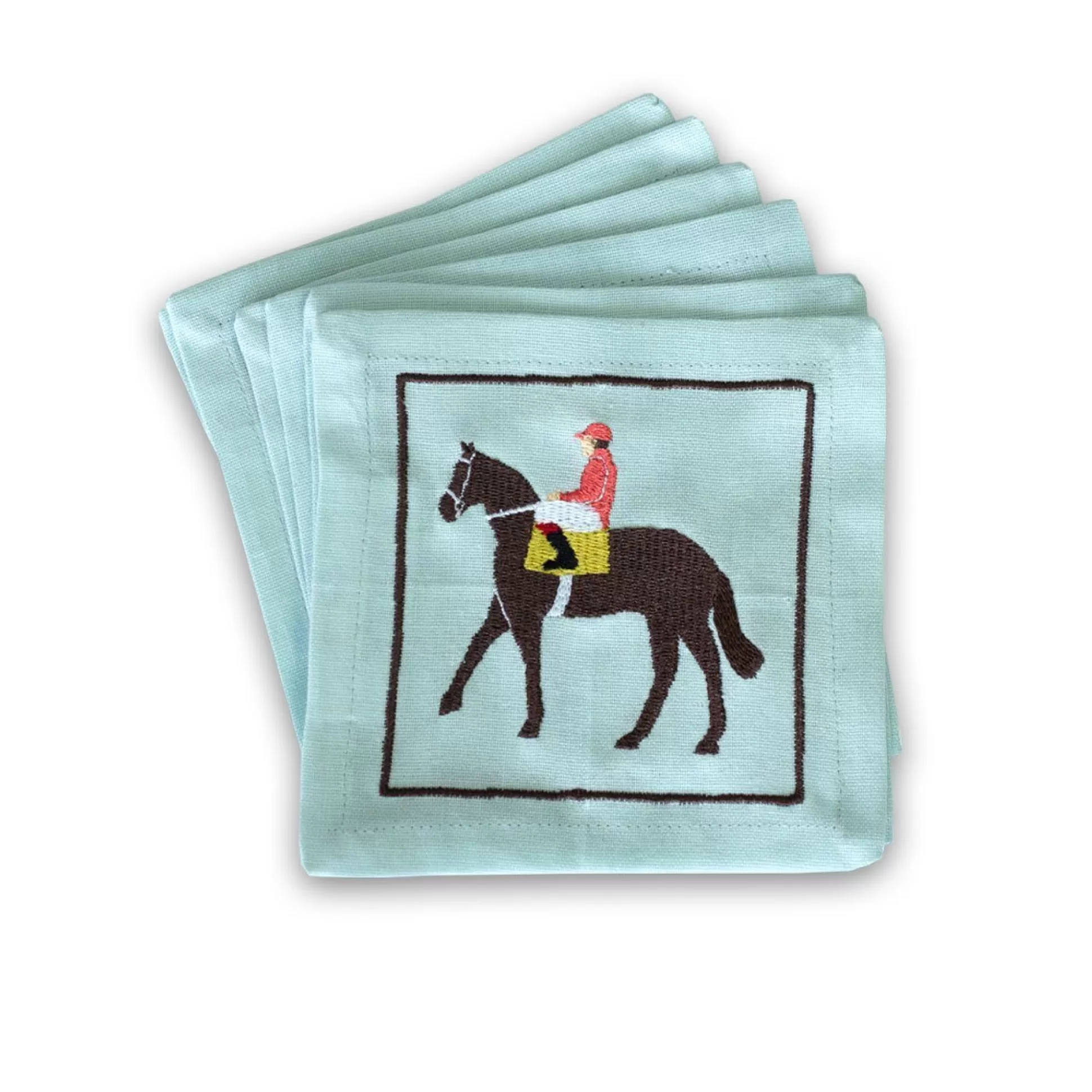 Pomegranate Inc. Cocktail Napkins*Riders Up Embroidered Cocktail Napkin (Set Of 6)