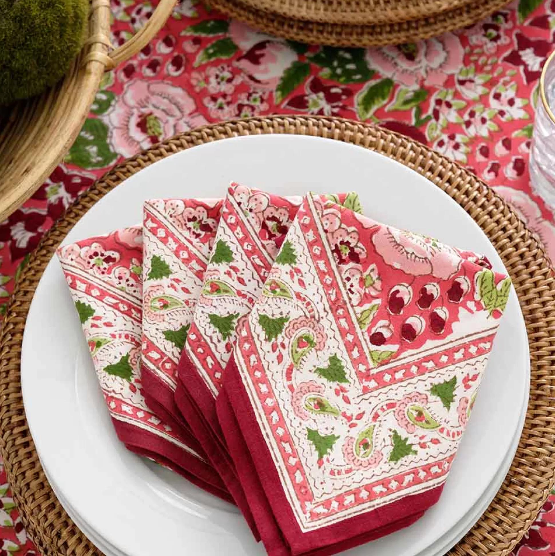 Pomegranate Inc. Napkins*Spice Route Garnet Red Napkin | Set Of 4