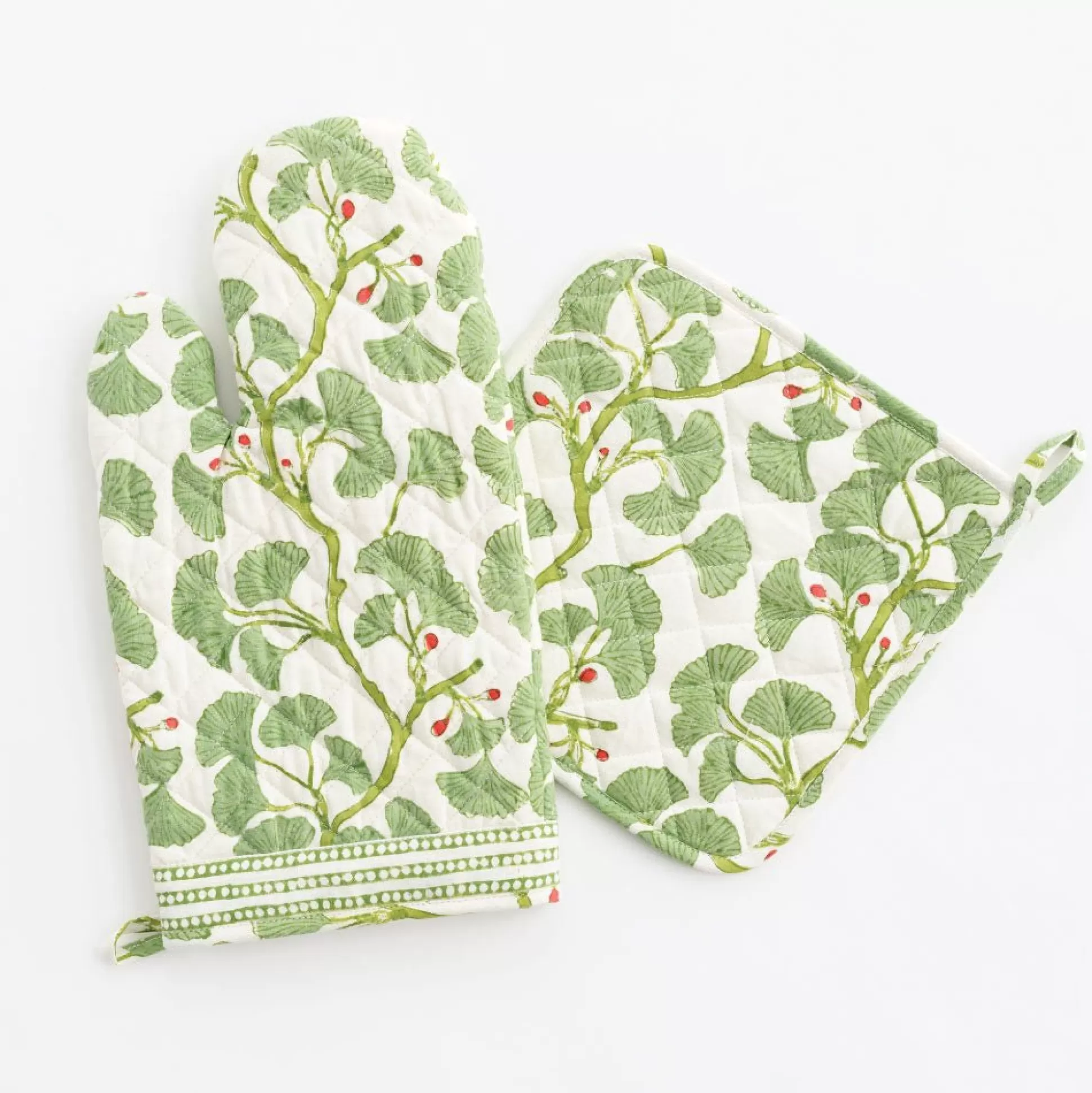 Pomegranate Inc. Oven Mitts*Spring Ginkgo Oven Mitt Set