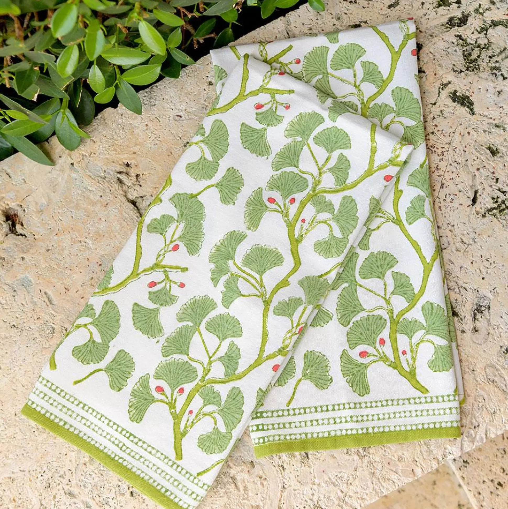 Pomegranate Inc. Tea Towels*Spring Ginkgo Tea Towels