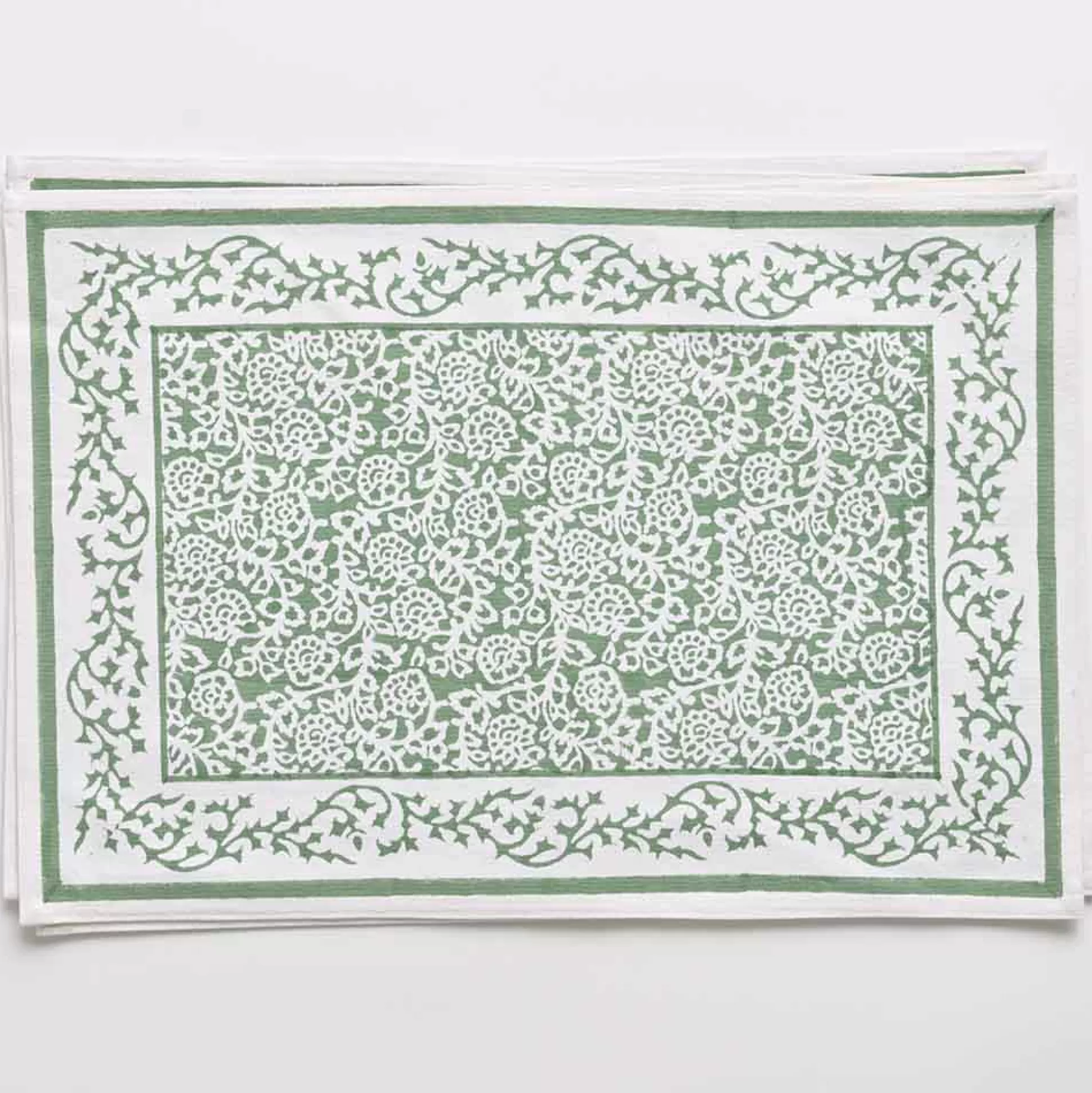 Pomegranate Inc. Hand Block Printed*Tapestry Green Placemat | Set Of 4