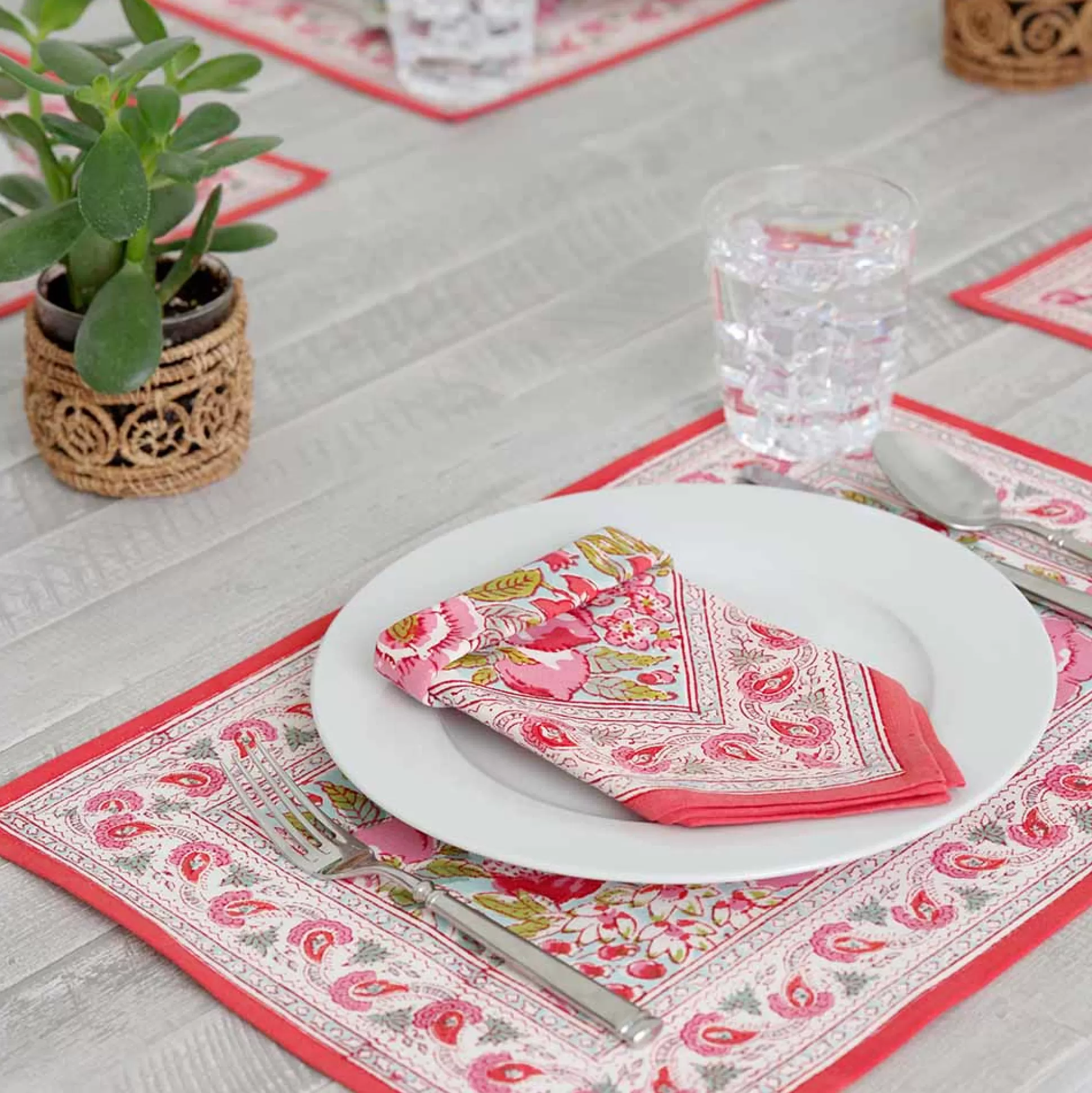 Pomegranate Inc. Hand Block Printed*Wildflower Garden Placemat | Set Of 4