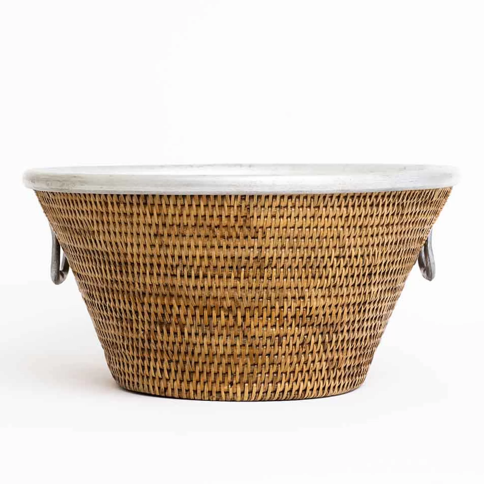 Pomegranate Inc. Rattan Wicker & Bamboo*Woven Rattan And Aluminum Ice Bucket With Handles