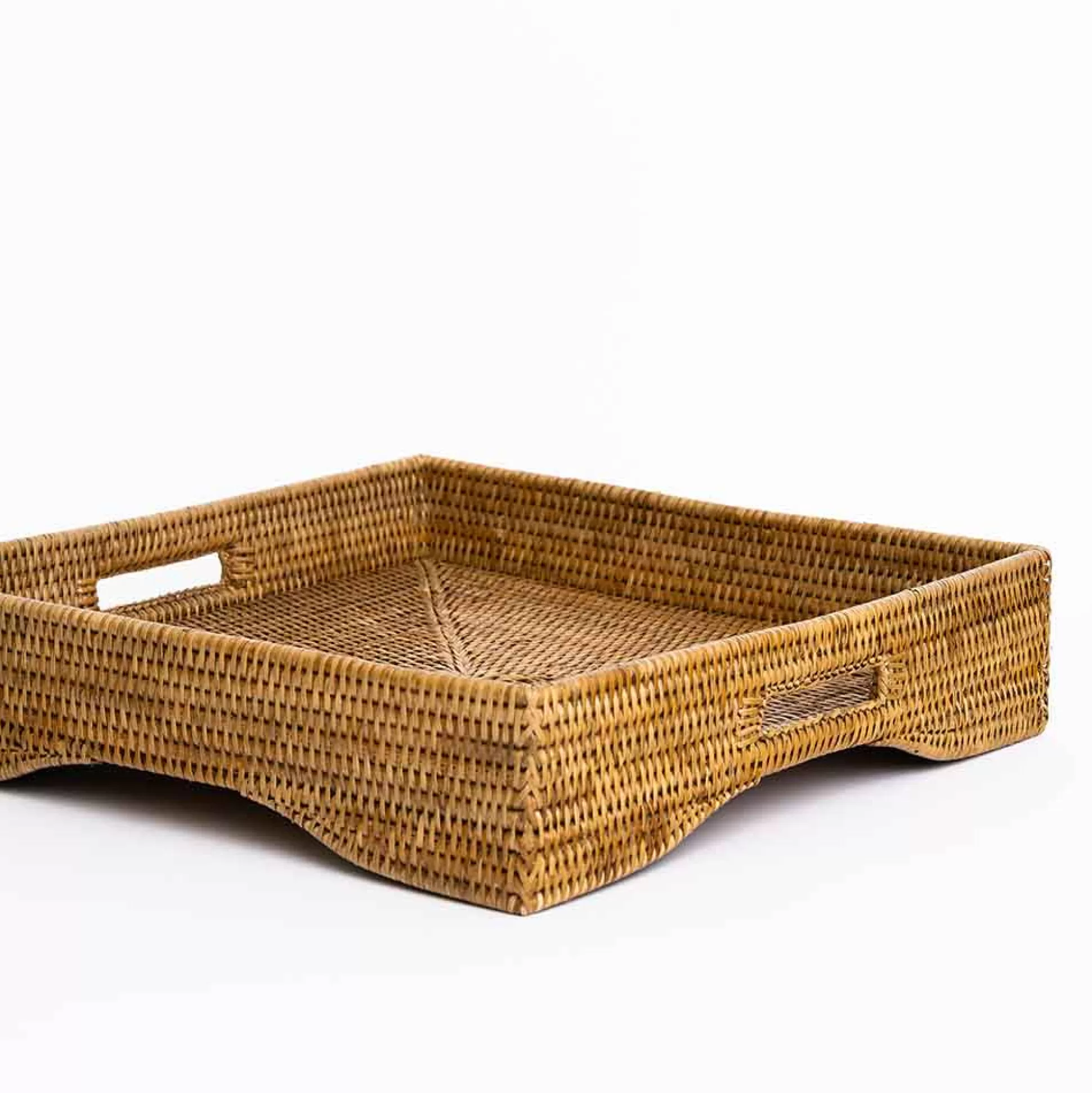 Pomegranate Inc. Rattan Wicker & Bamboo*Woven Rattan Footed Square Tray