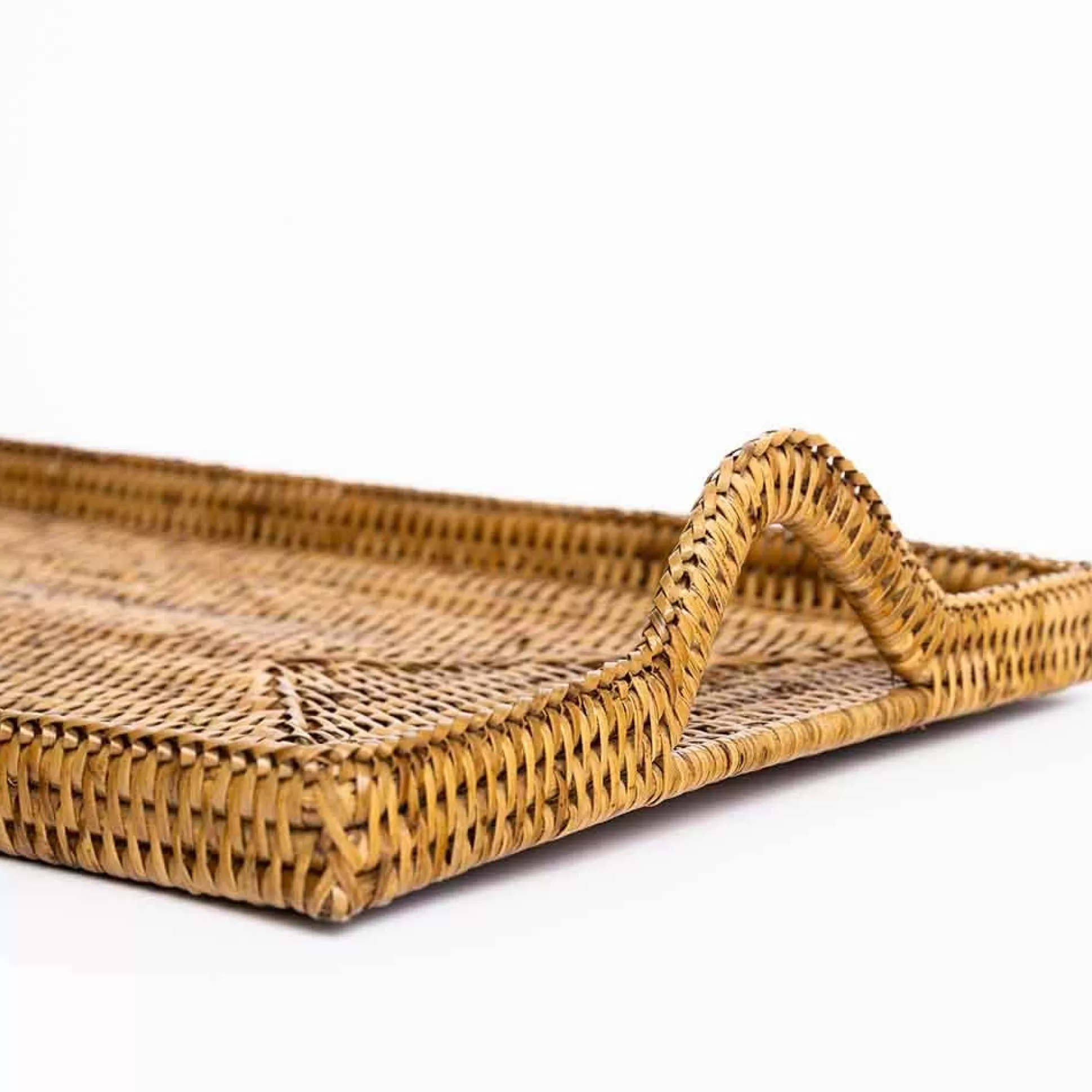 Pomegranate Inc. Rattan Wicker & Bamboo*Woven Rattan Tray With Rainbow Handle