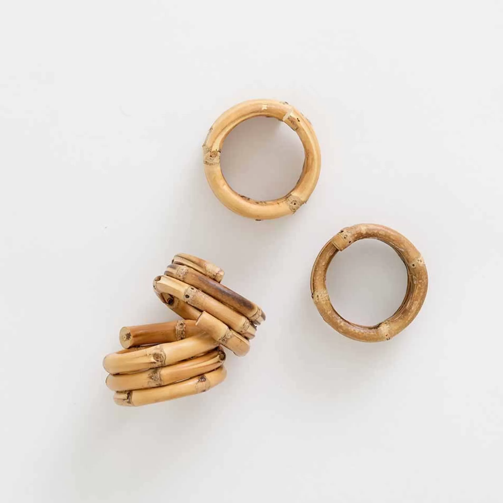 Pomegranate Inc. Rattan Wicker & Bamboo*Wrapped Bamboo Napkin Rings | Set 4