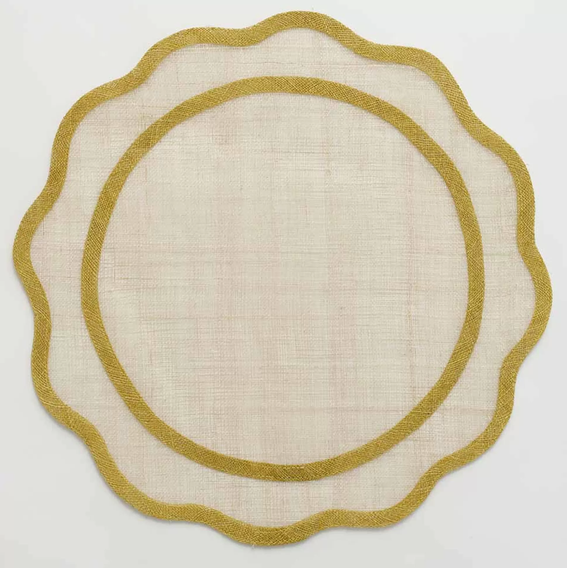 Pomegranate Inc. Natural Fiber Placemats*Yellow Scalloped Rice Paper Placemat | Set Of 4